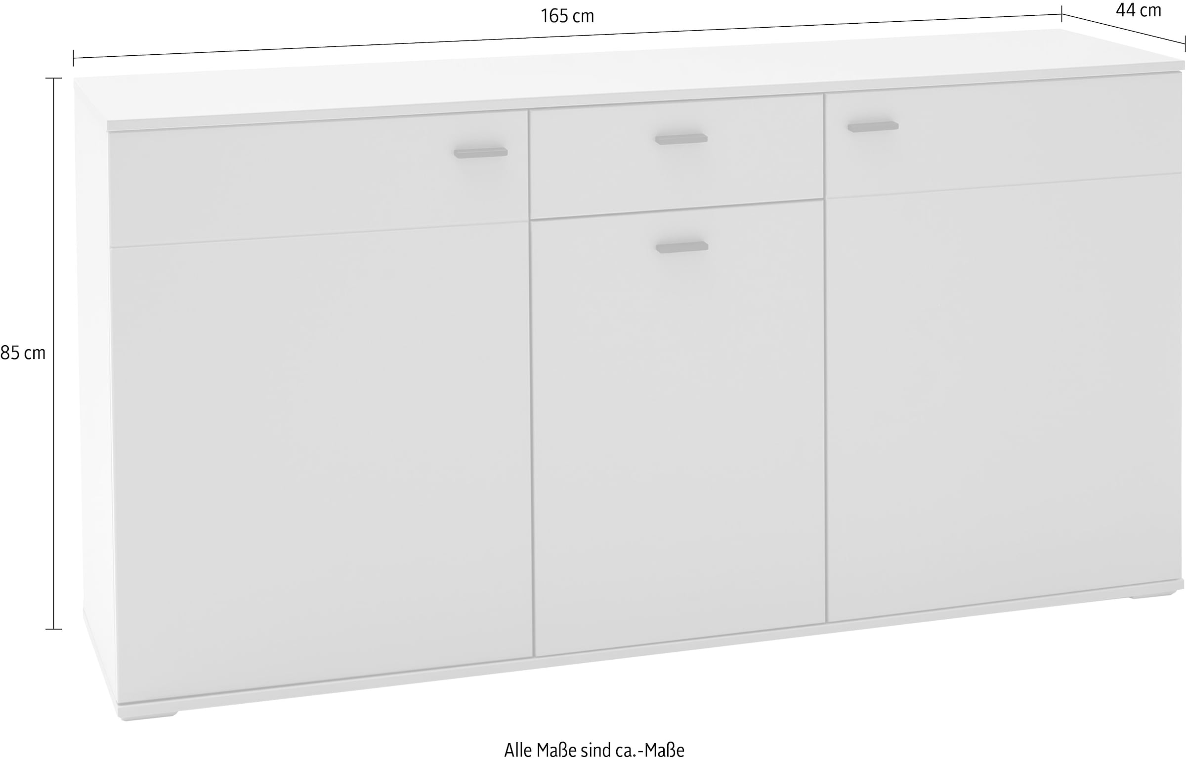 MCA furniture Sideboard »Zadar«, Wohnzimmerschrank in Arktis Grau 165 cm breit