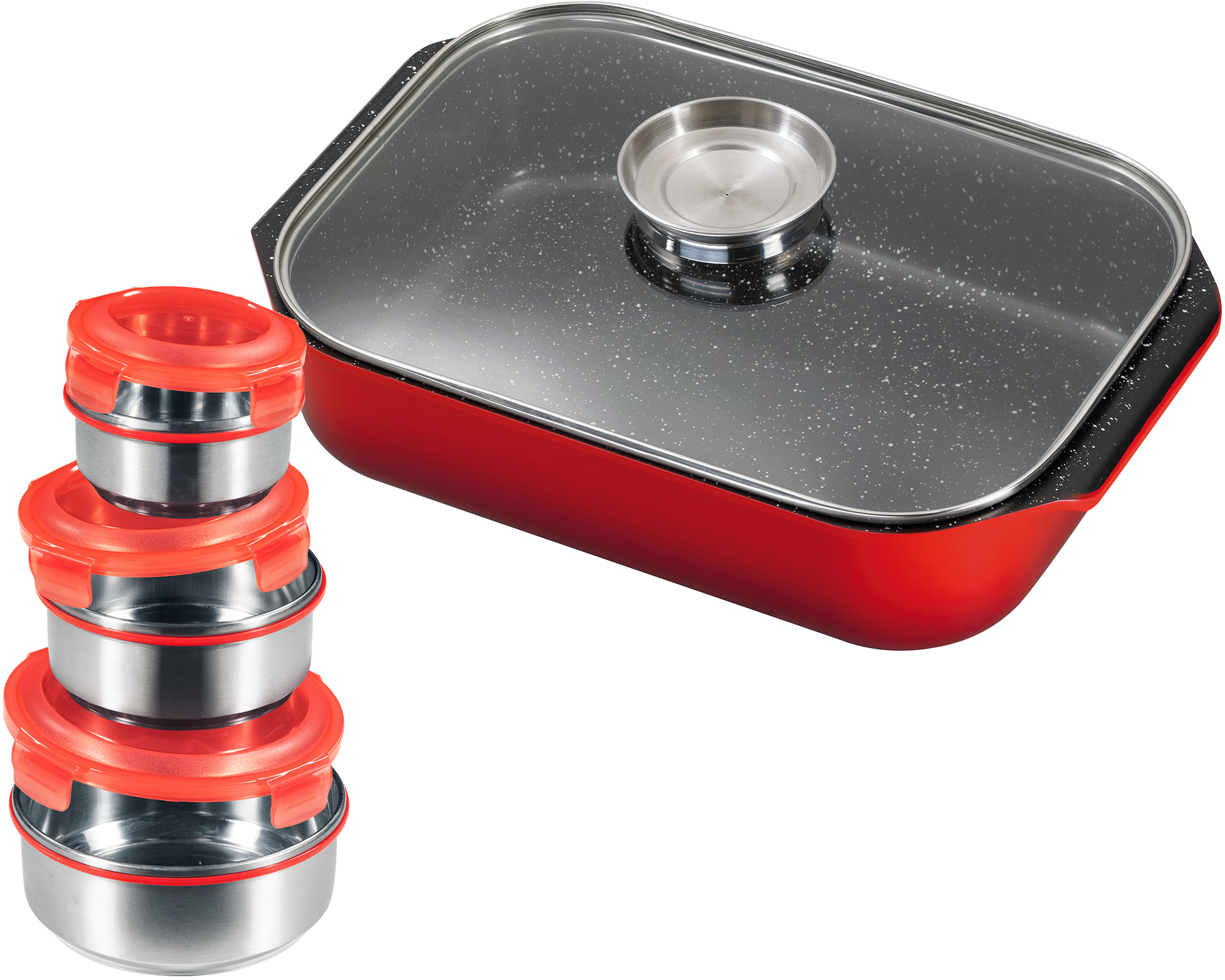 King Edelstahlfarben Bräter Set 8 Stk. Tlg. Aluminiumguss von Baur