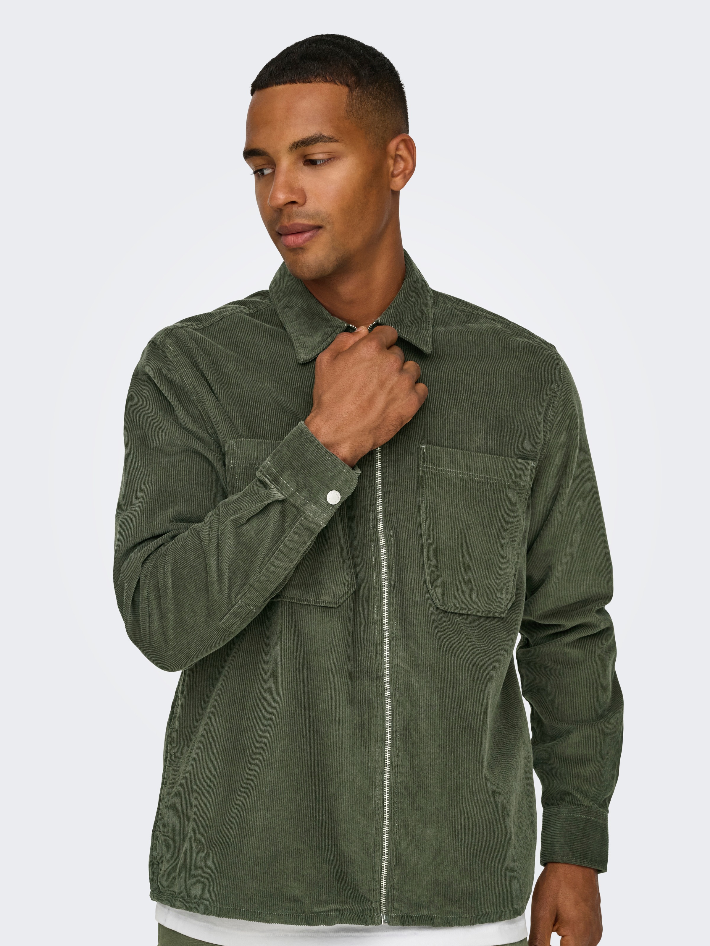 ONLY & SONS Langarmhemd »ONSALP 14W RLX 2PKT WASHD CORD LS ZIP«