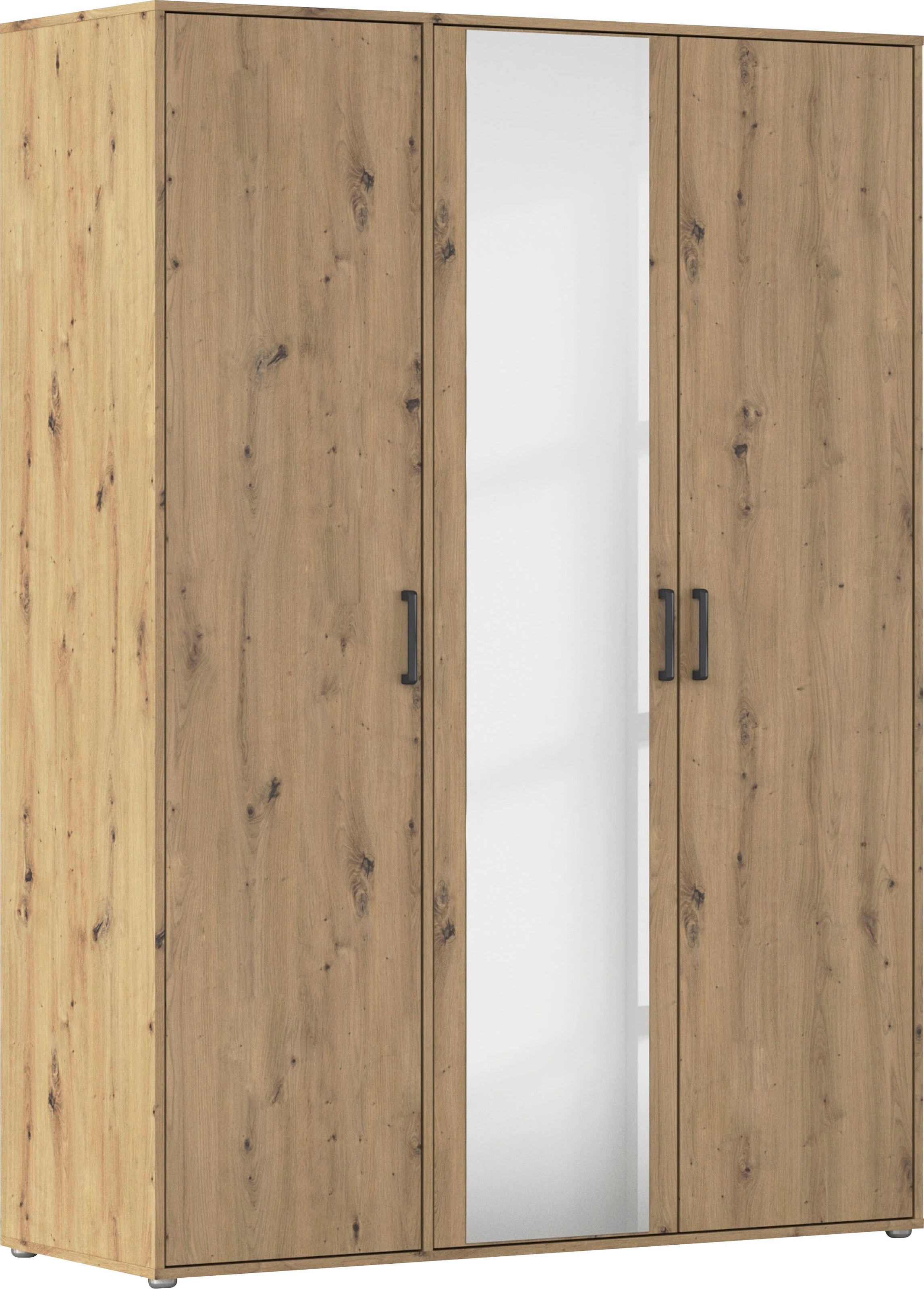 rauch 1100000002199 "Kleiderschrank Schrank Garderobe Wäscheschrank VOYAGER" in 3 verschiedenen Ausstattungen BASIC/CLASSIC/PREMIUM, mit modernen Griffen in Graumetallic und Spiegel