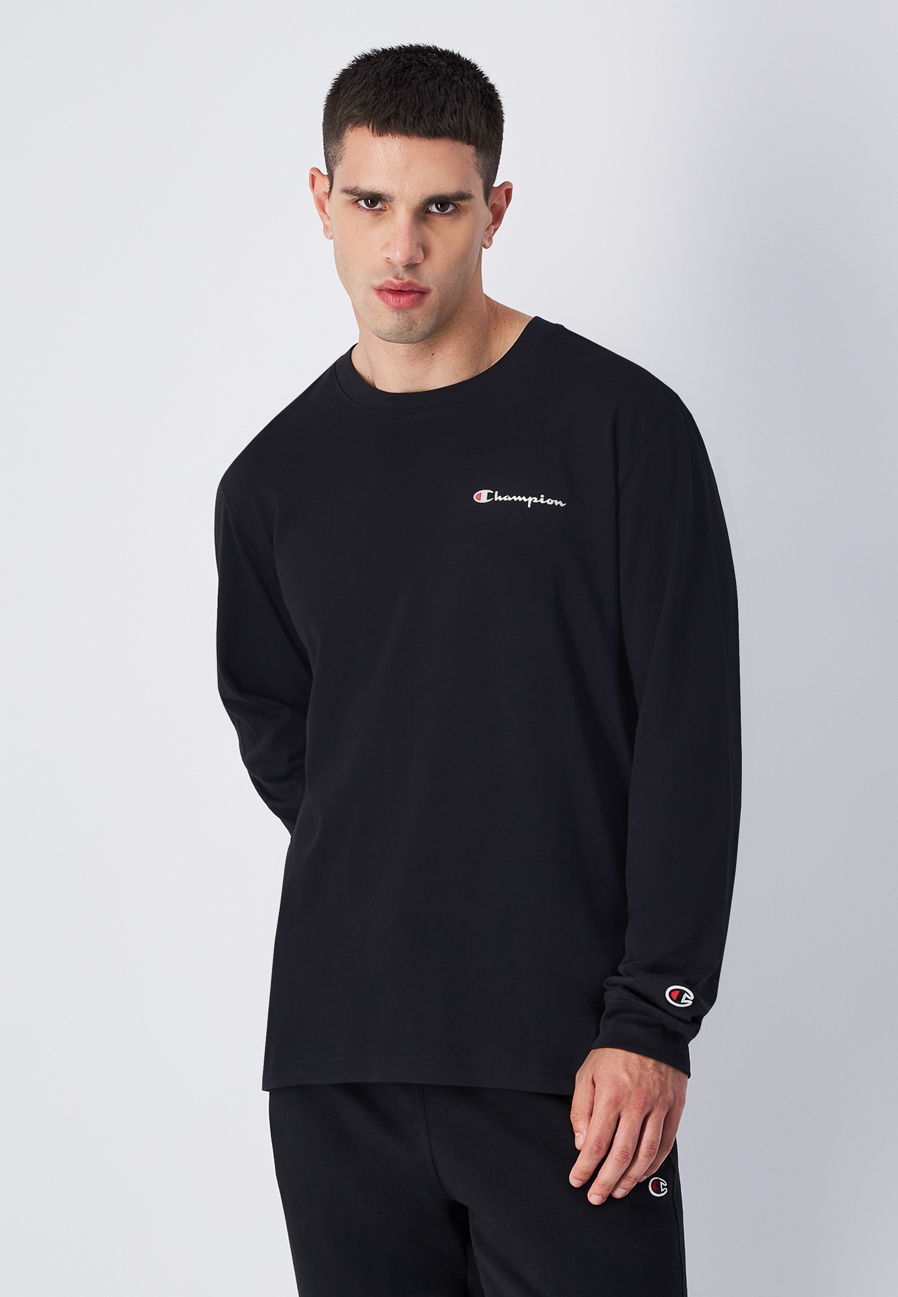 Champion Langarmshirt Crewneck Long Sleeve - Schwarz günstig online kaufen