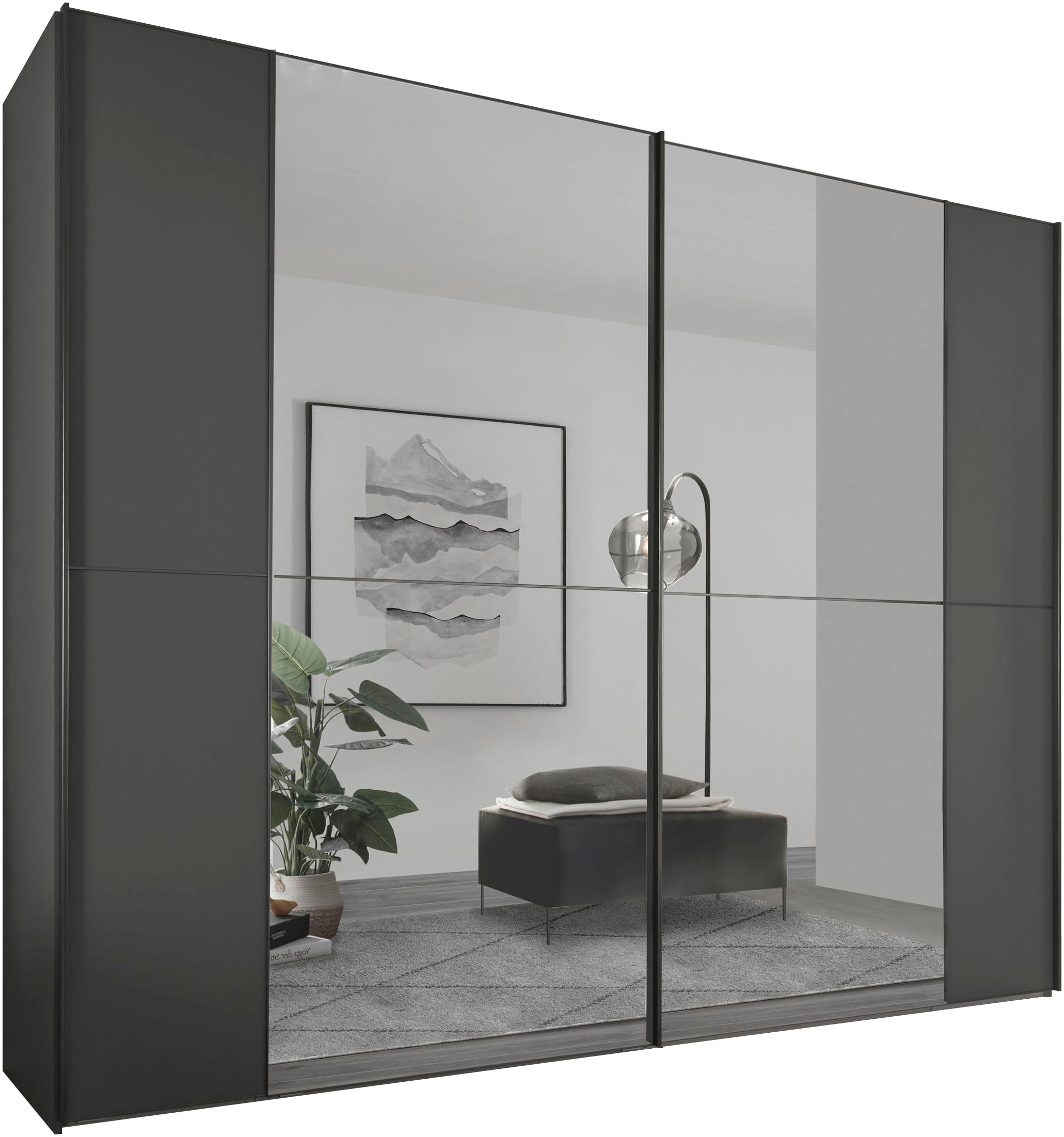 Schwebetürenschrank STAUD, B:298cm H:240cm T:68cmvulkan, Holzwerkstoff, Schränke, "Sonett 220G, Made in Germany", mit vier verschiedenen