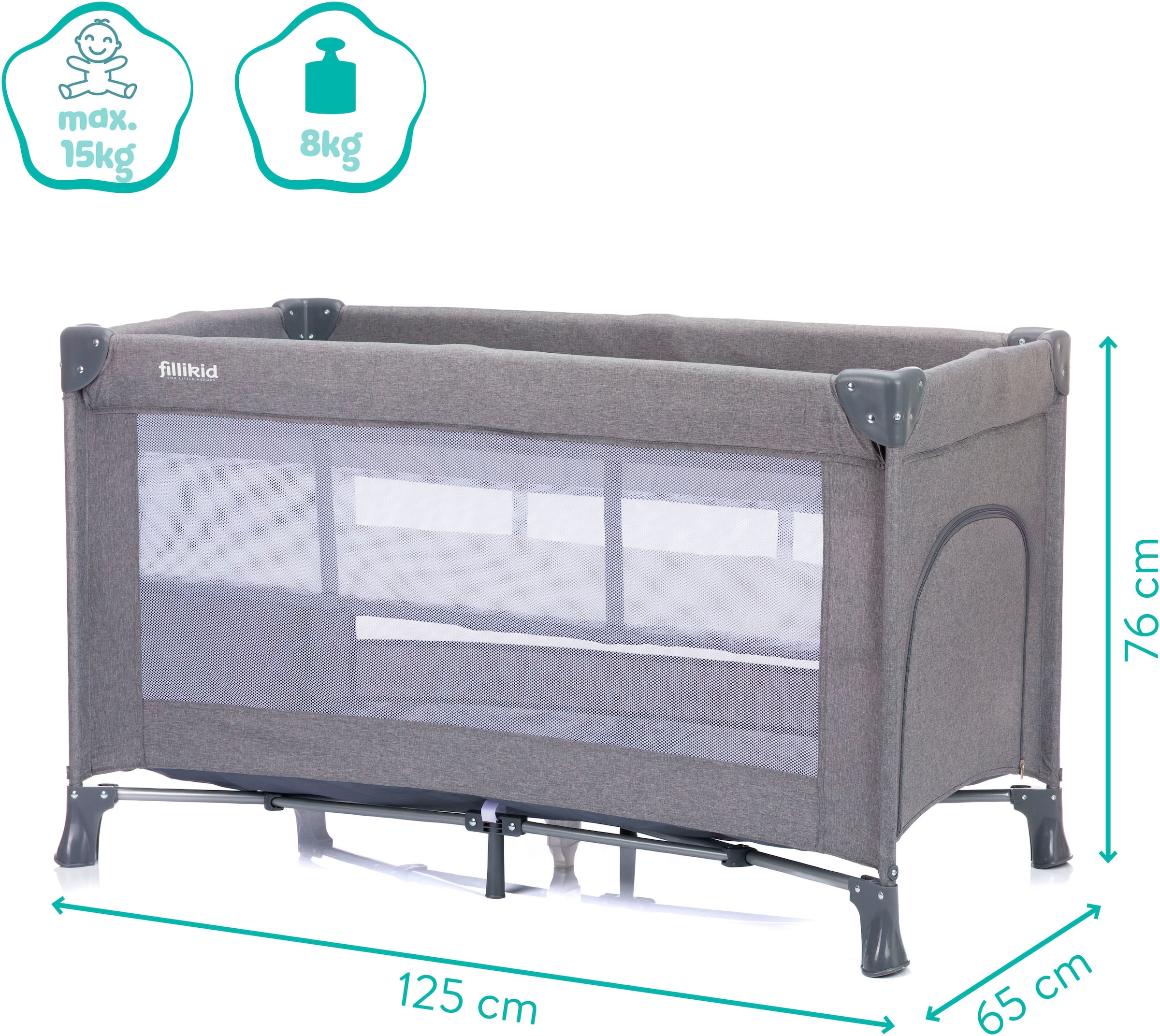 Fillikid Baby-Reisebett »Milano«, inklusive Transporttasche und Neugeboreneneinhang