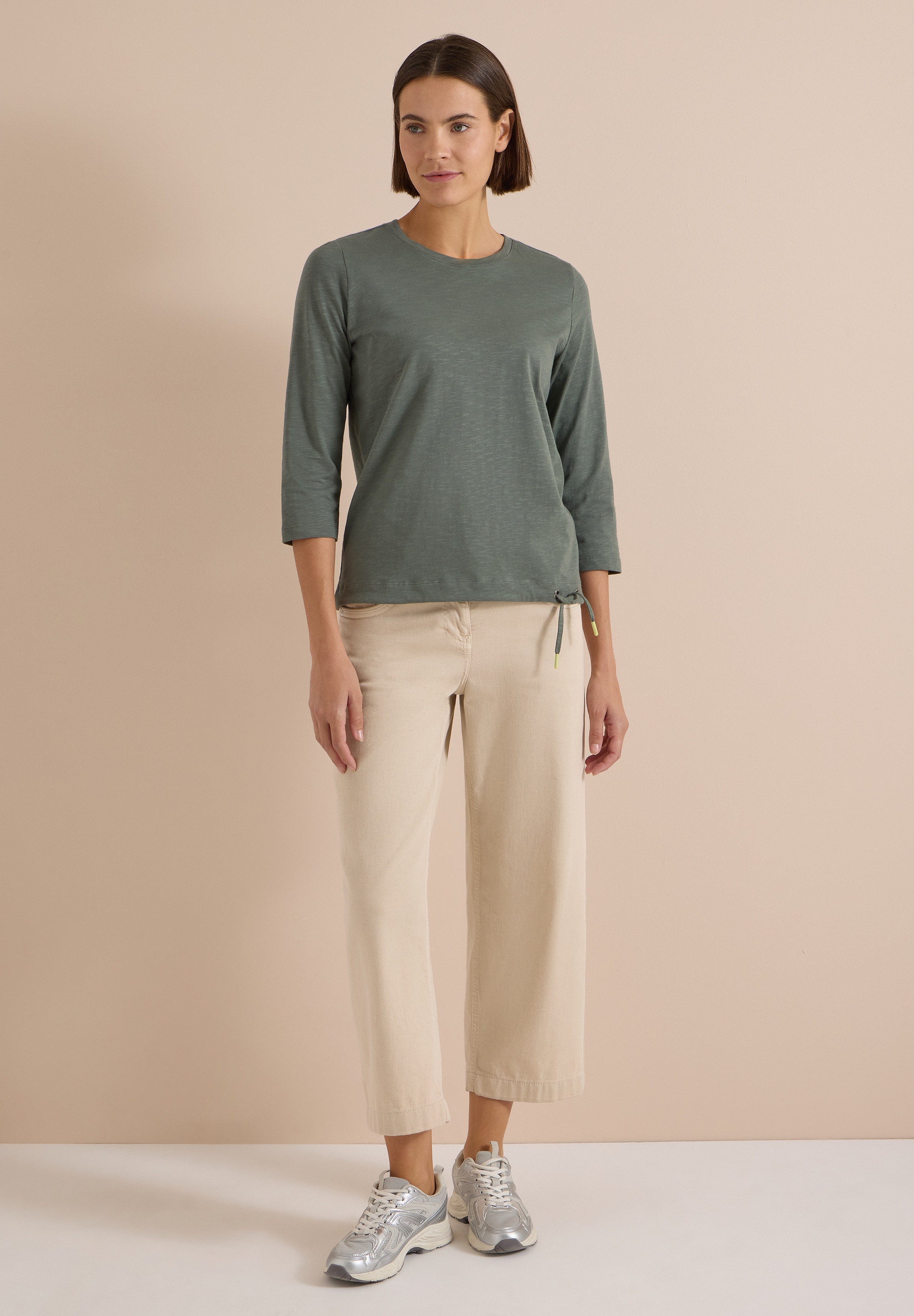Cecil 3/4-Arm-Shirt Elastiksaum mit Knotendetail