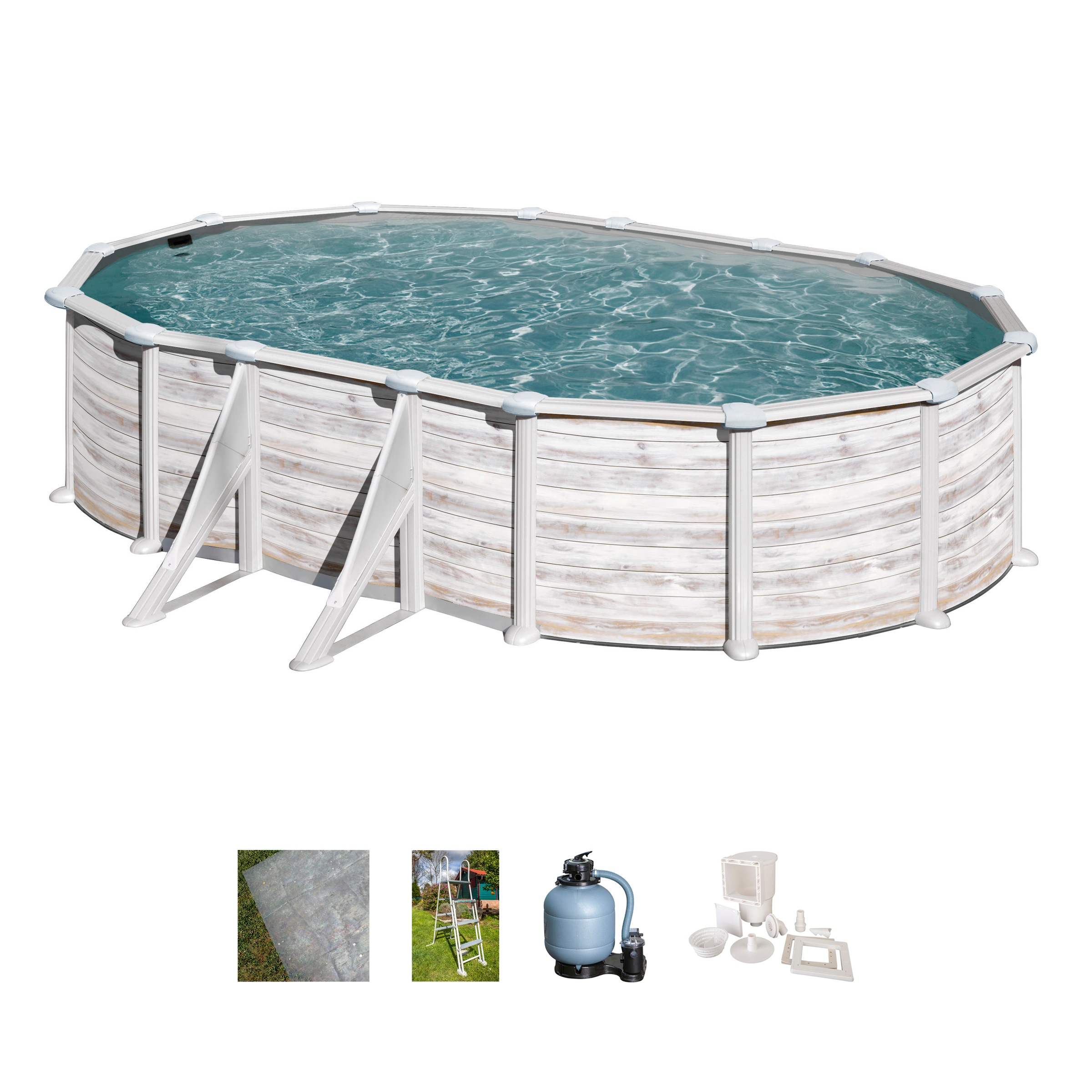 Gre Ovalpool »GROENLANDIA«, (Komplett-Set, 5 tlg.), Höhe: 132 cm, in versch. Größen erhältlich