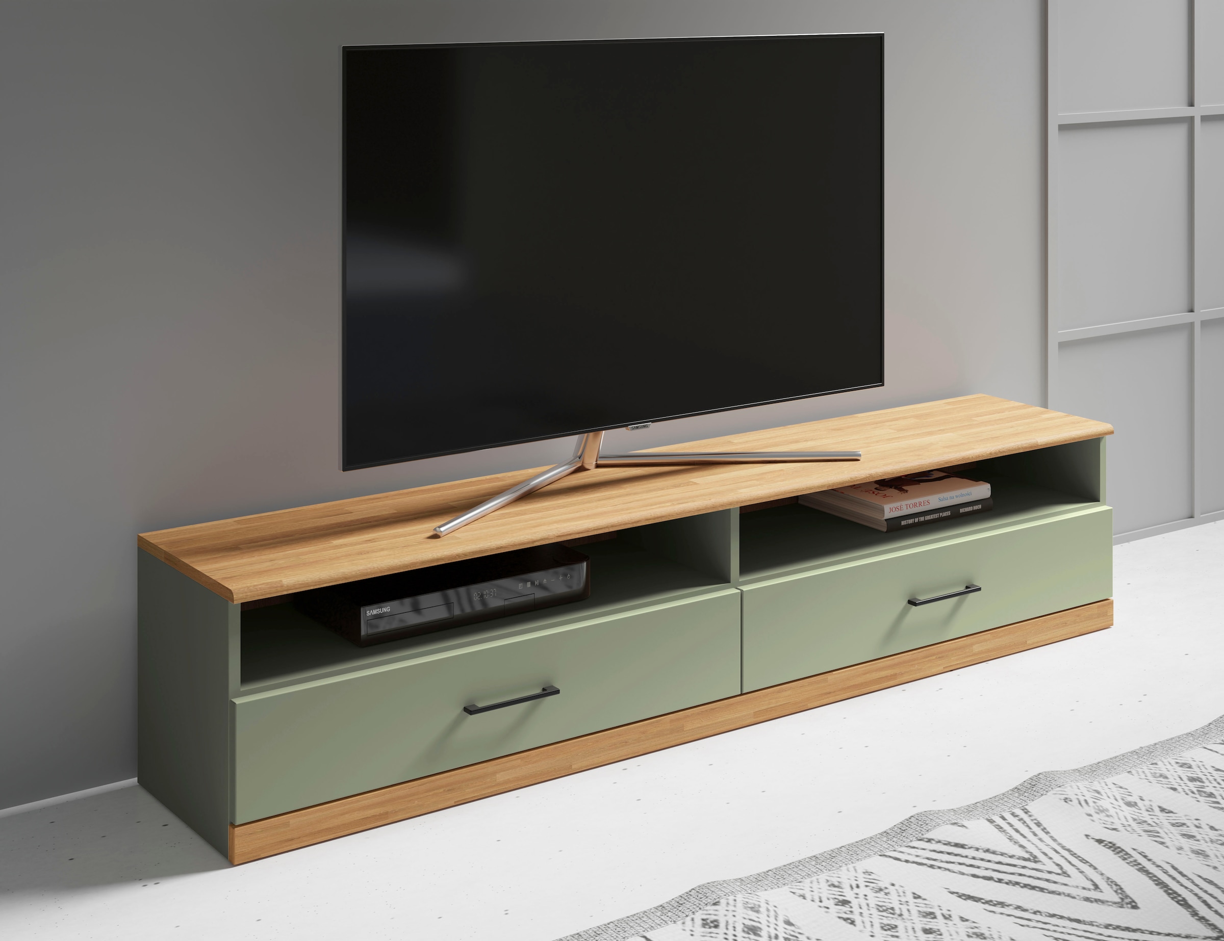 Home affaire Lowboard "Ribe,140cm breit,38cm hoch mit 2 Klappen,Oberplatte günstig online kaufen