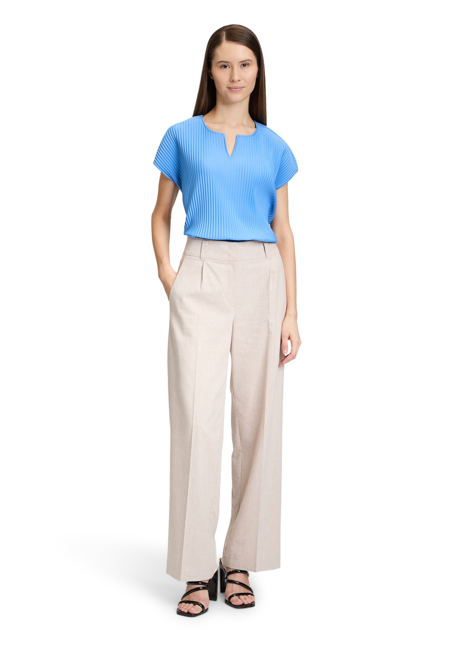 Betty&Co Kurzarmshirt »Betty & Co Damen Kurzarm-Shirt mit Plissee«, (1 tlg.), Plissee