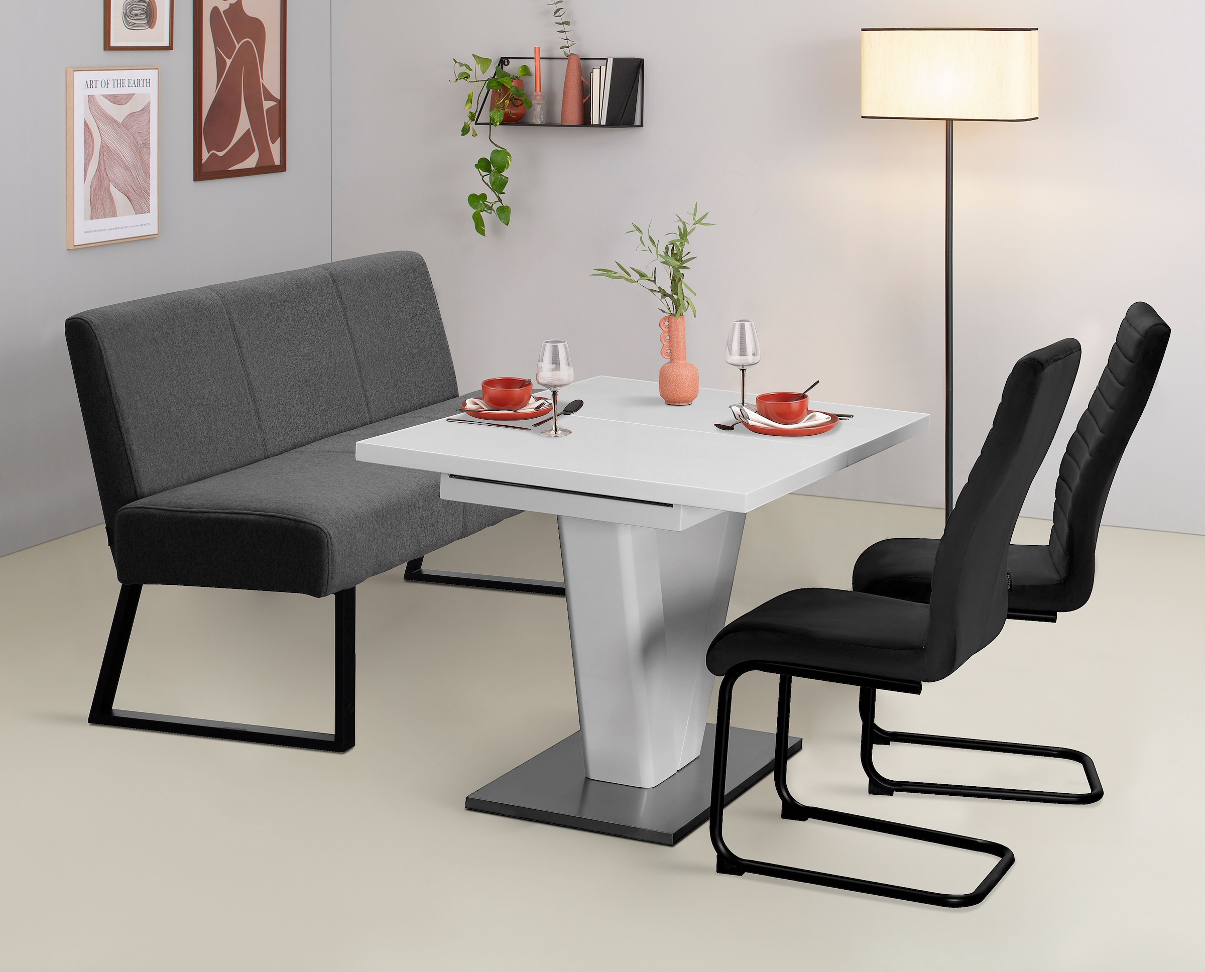 Home affaire Polsterbank »Gladio«, (Esszimmerbank, Sitzbank, Bank), mit Taschenfederkern, schwarzes Metallgestell, Breite 148 cm