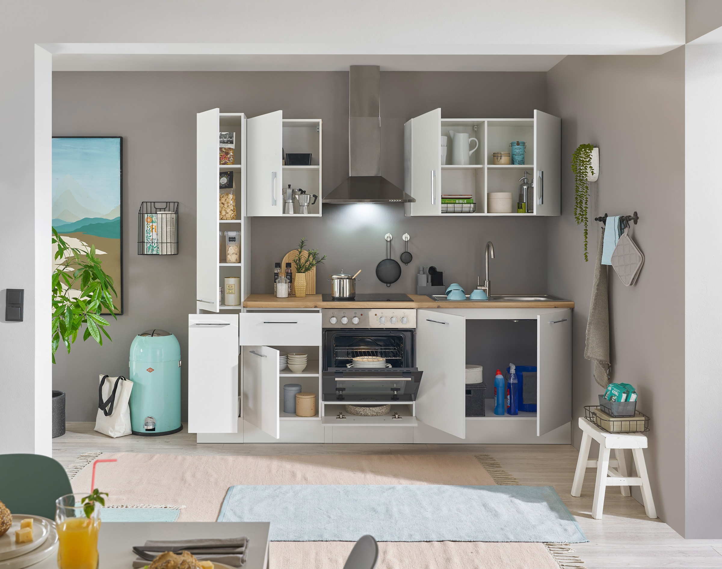 BASIC by Balculina Küchenzeile »Turin«, Breite 240 cm, wahlweise mit E-Geräten