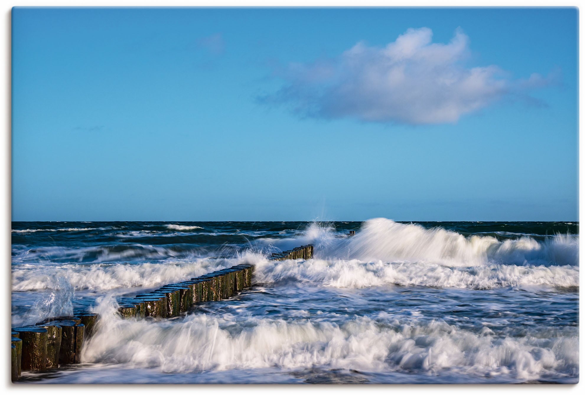 Artland Leinwandbild "Buhnen an der Küste der Ostsee II" Meer Bilder 1 Stk. tlg. auf Holzrahmen gespannt