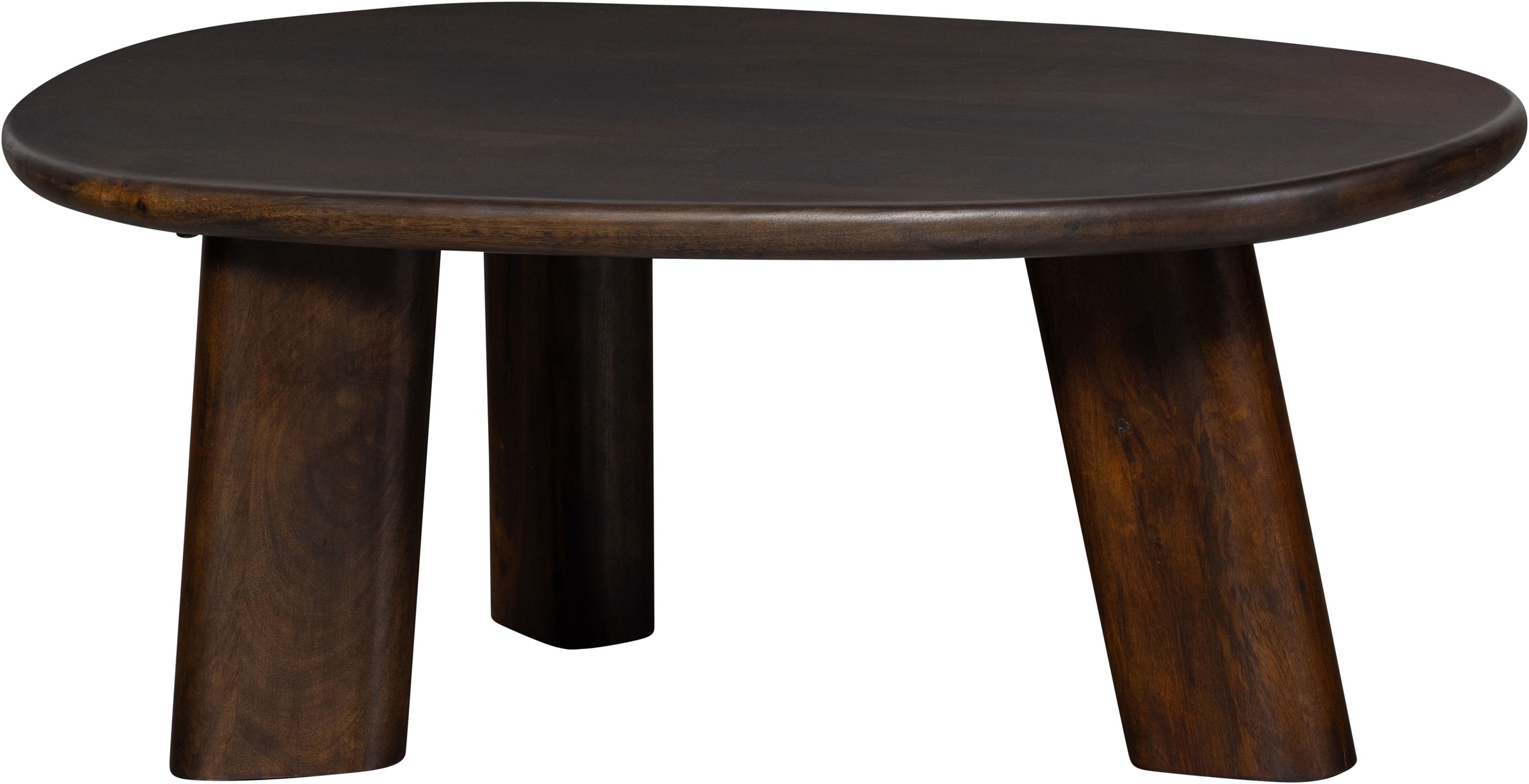 WOOOD Couchtisch »Roundly aus Mangoholz mit organisch geformter Platte 110x60x40 cm« Tragkraft 30 kg, Plattendicke 4 cm, Beine 14 cm breit