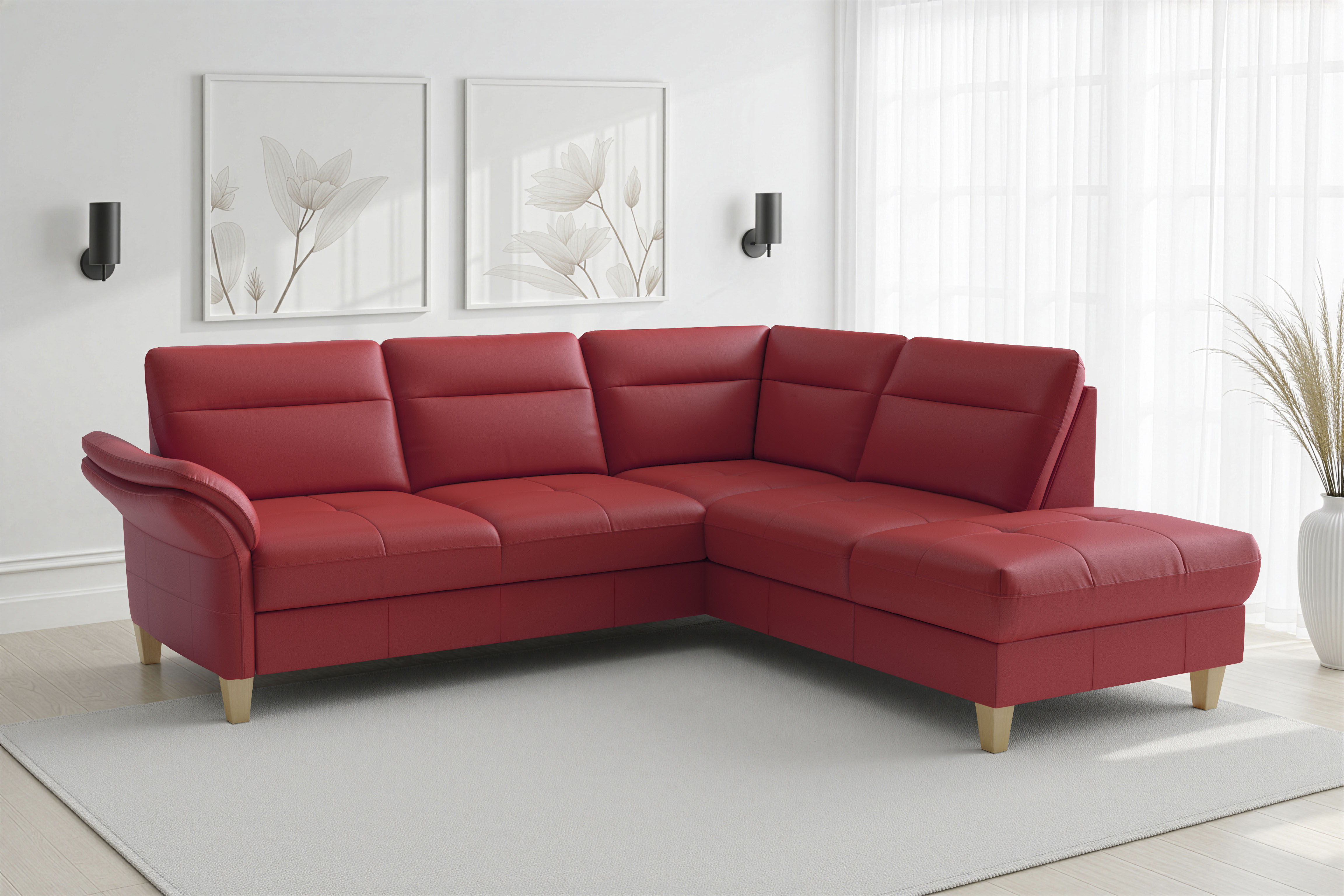 sit&more Ecksofa "Pamela L-Form, B: 218 cm, optional Schlaffunktion & Bettkasten, Leder" optional Armteilverstellung, Schlaffunktion & Bettkasten