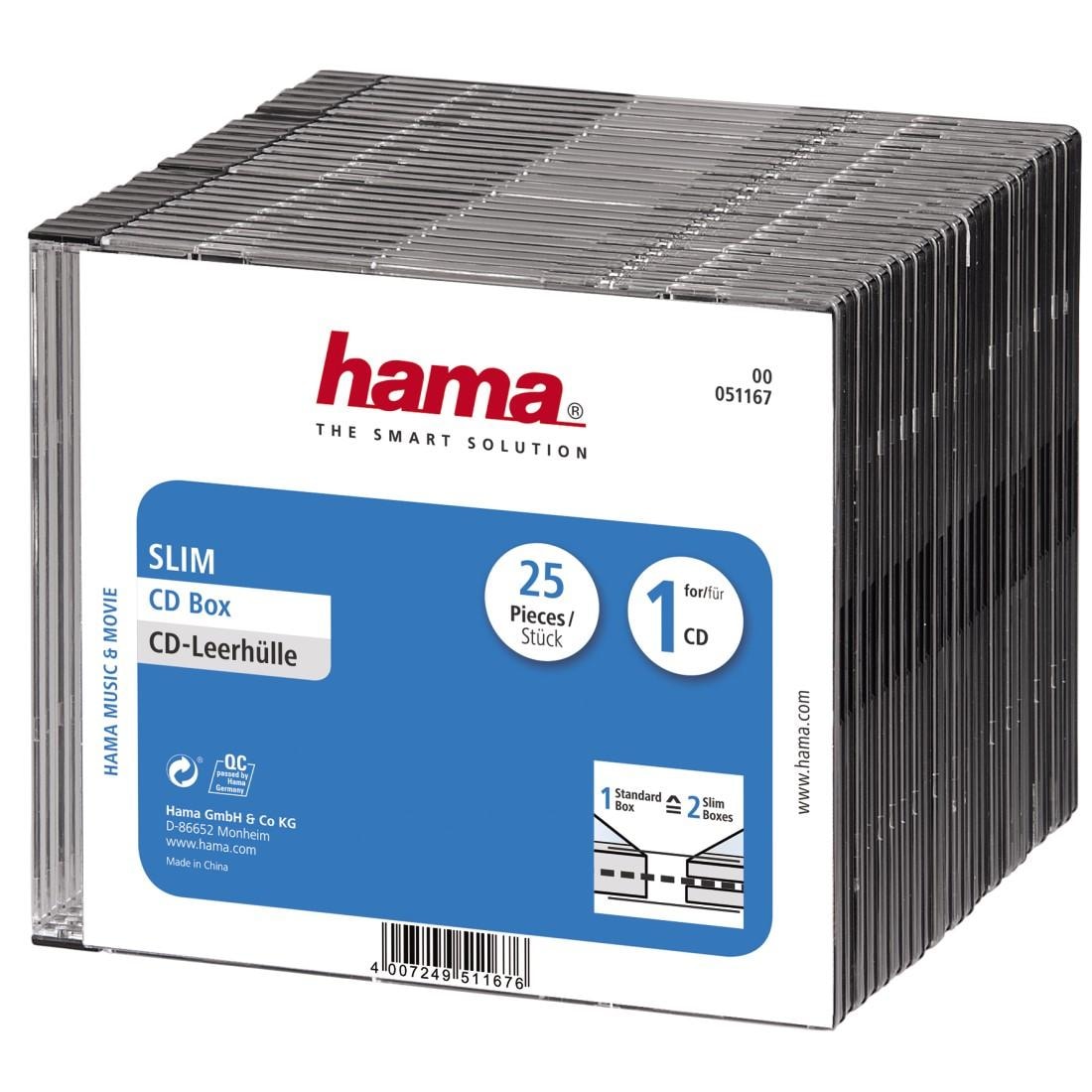 Hama CD-Hülle »CD Leerhülle Slim, 25er Pack, Transparent, Schwarz, Hülle, Schutzcase«