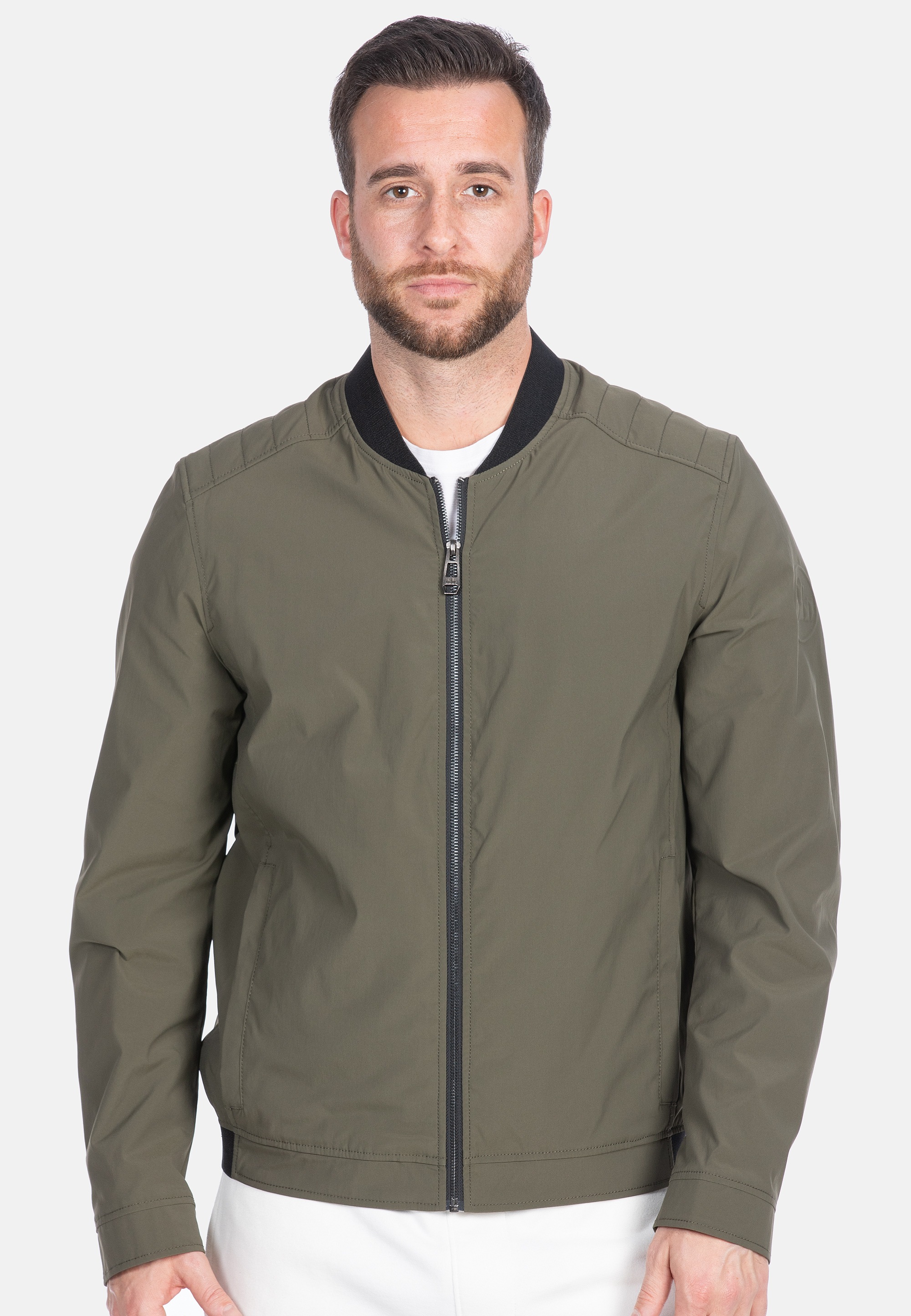 Outdoorjacke NEW CANADIAN "Cotton-Touch Lumber", Herren, Gr. 50, grün (olivgrün), 100% Polyester, unifarben, kurz, hoch geschlossener Ausschnitt, Jacken Outdoorjacke, mit bequemem Netzfutter