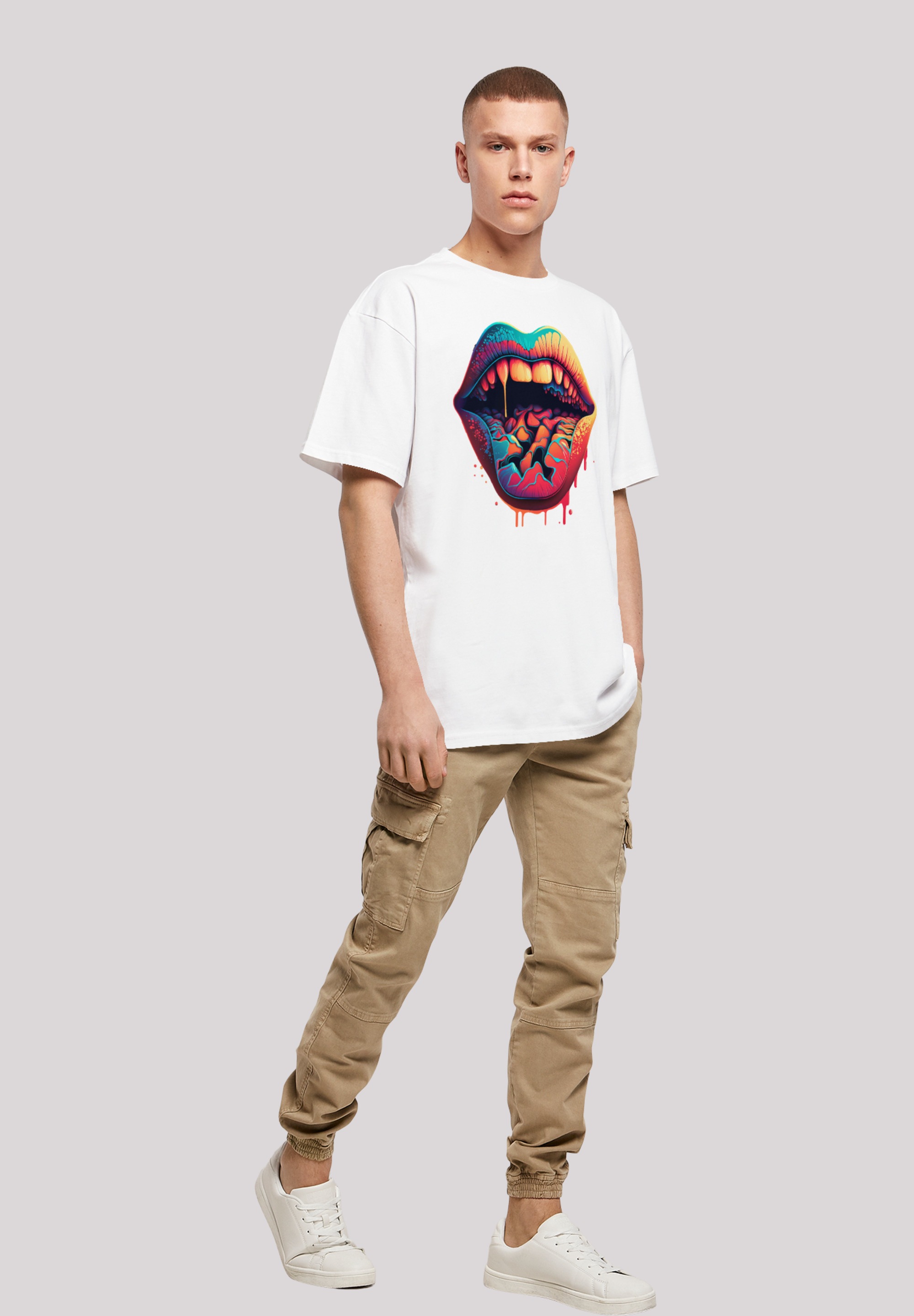 F4NT4STIC T-Shirt »Drooling Lips OVERSIZE TEE«, Print