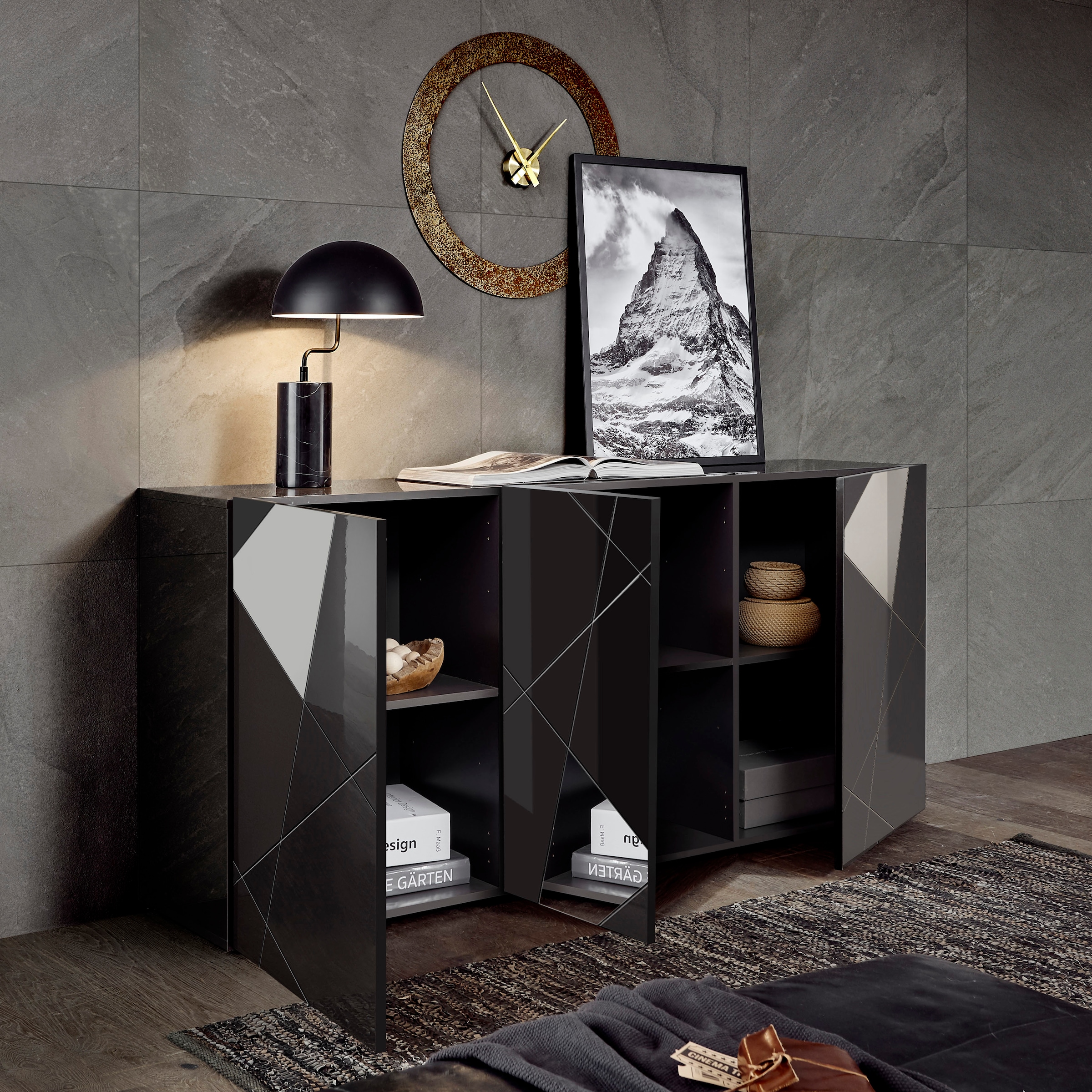 INOSIGN Sideboard »Vittoria«, Breite 181 cm, Front mit Siebdruck und Spiegel