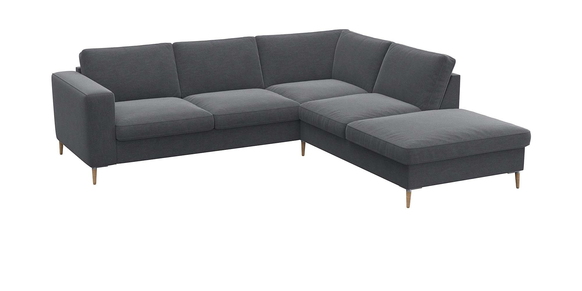 FLEXLUX Ecksofa »Fiore, L-Form«, breite Armlehnen, Füße Alu/Eiche, B/T 241/225 cm, Kaltschaum im Sitz