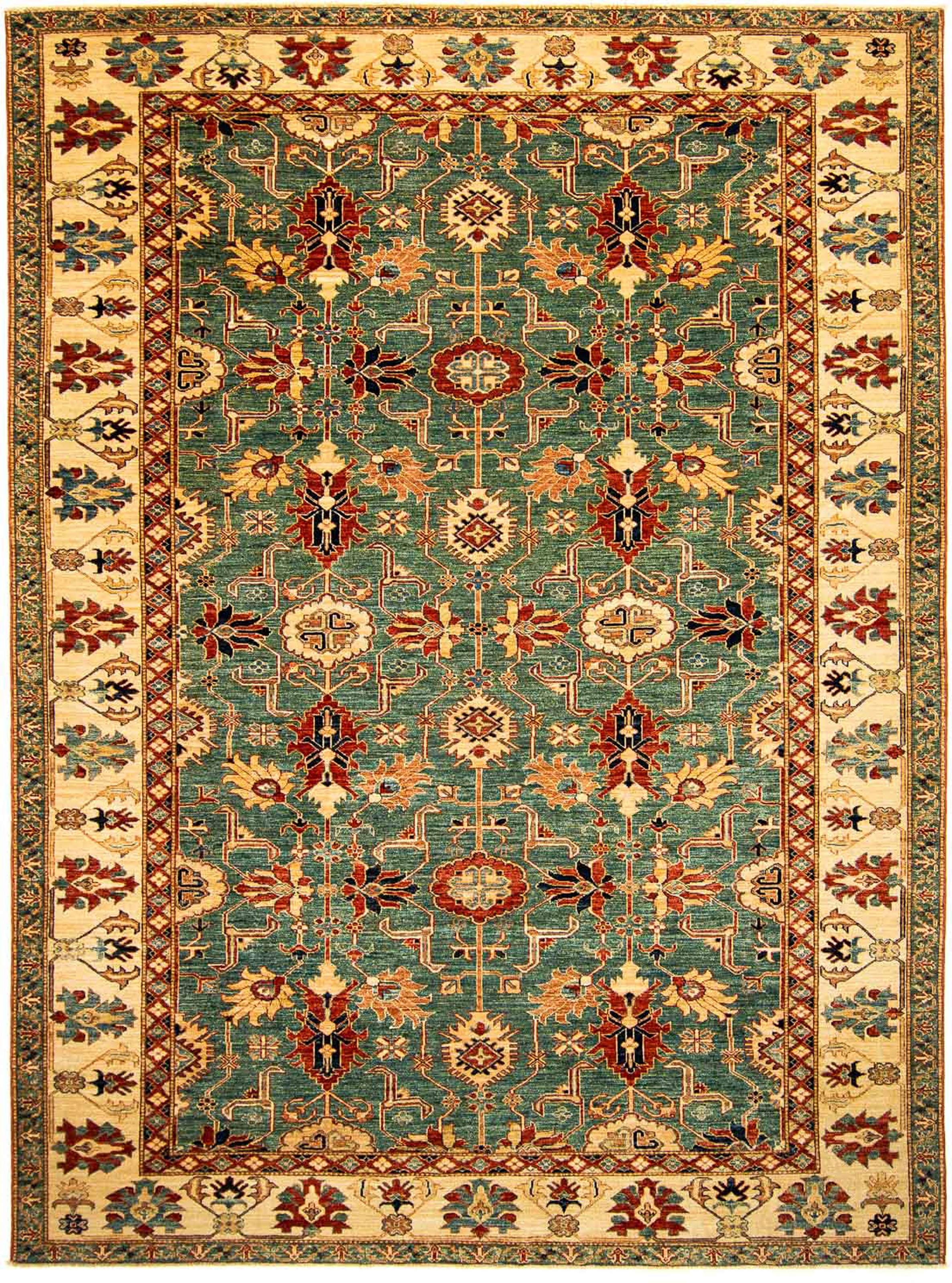 morgenland Orientteppich »Ziegler - Kazak - 333 x 249 cm - grün«, rechteckig, Wohnzimmer, Handgeknüpft, Einzelstück mit Zertifikat