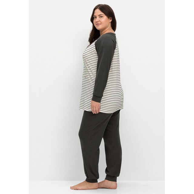 Sheego Pyjama »Große Größen«, (Set), mit Shirt und Hose aus Baumwollmix |  BAUR