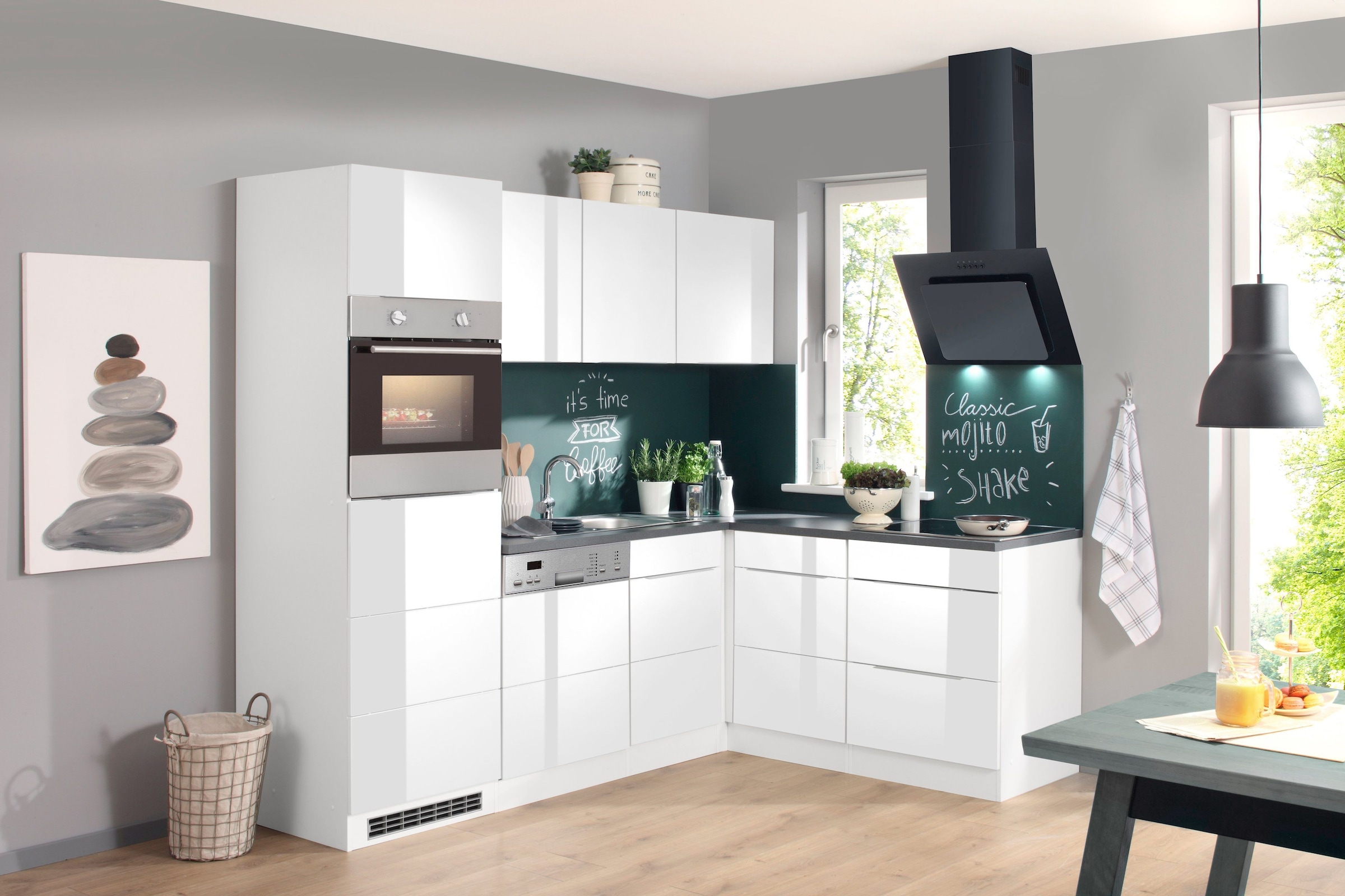 KOCHSTATION Winkelküche »KS-Brindisi«, Stellbreite 230/170 cm, wahlweise mit E-Geräten, mit MDF-Fronten