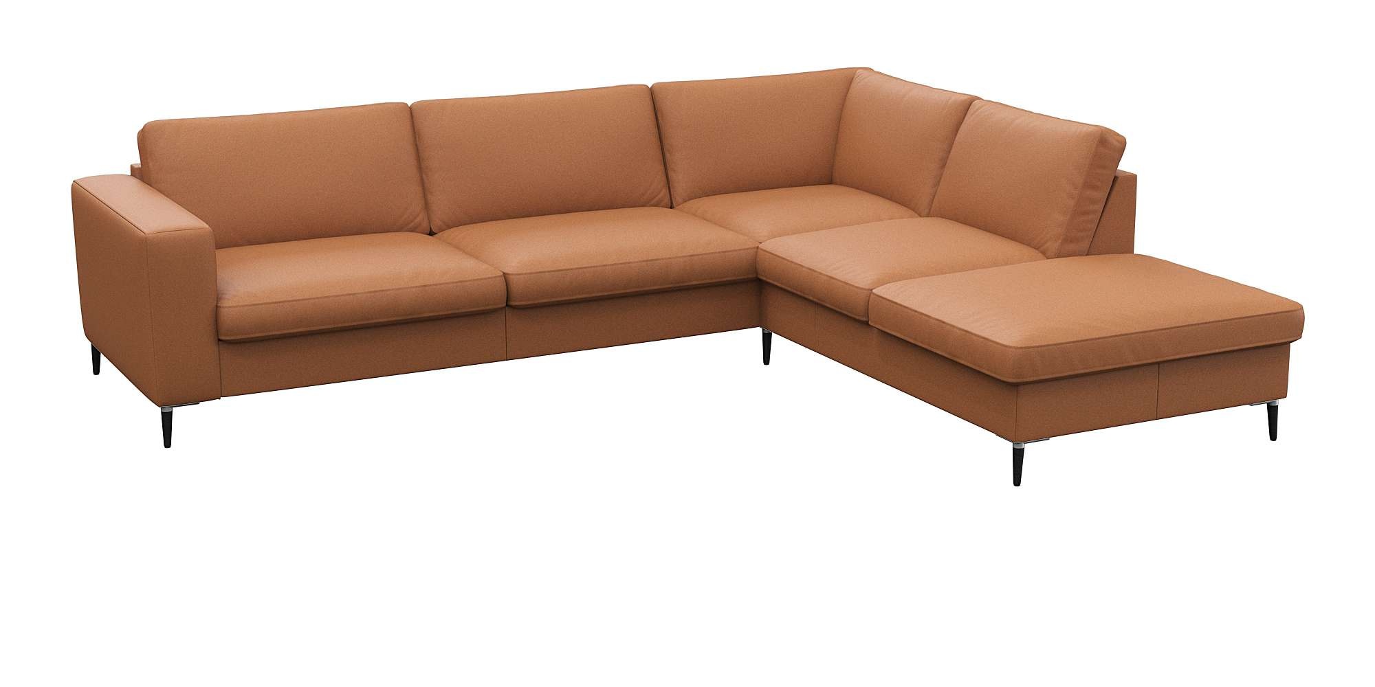FLEXLUX Ecksofa »Fiore, super Sitzkomfort durch Kaltschaum im Sitz, L-Form«, breite Armlehnen, Füße Alu+schwarz
