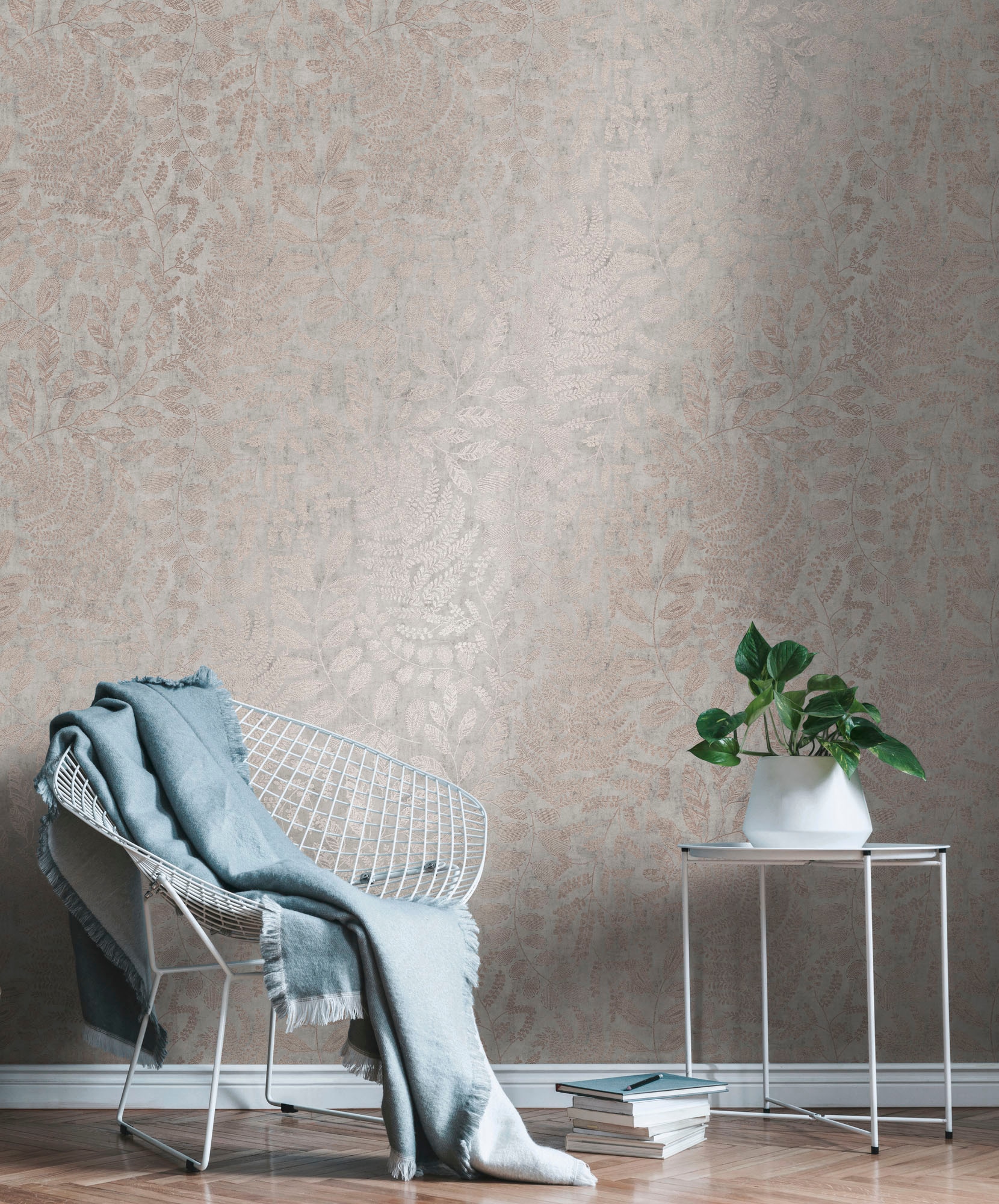 A.S. Création 1100000002199 "THE BOS Blätter Floral" gemustert matt neutral glatt Florale Tapete Tapete Floral Tapeten Wohnzimmer Schlafzimmer Küche