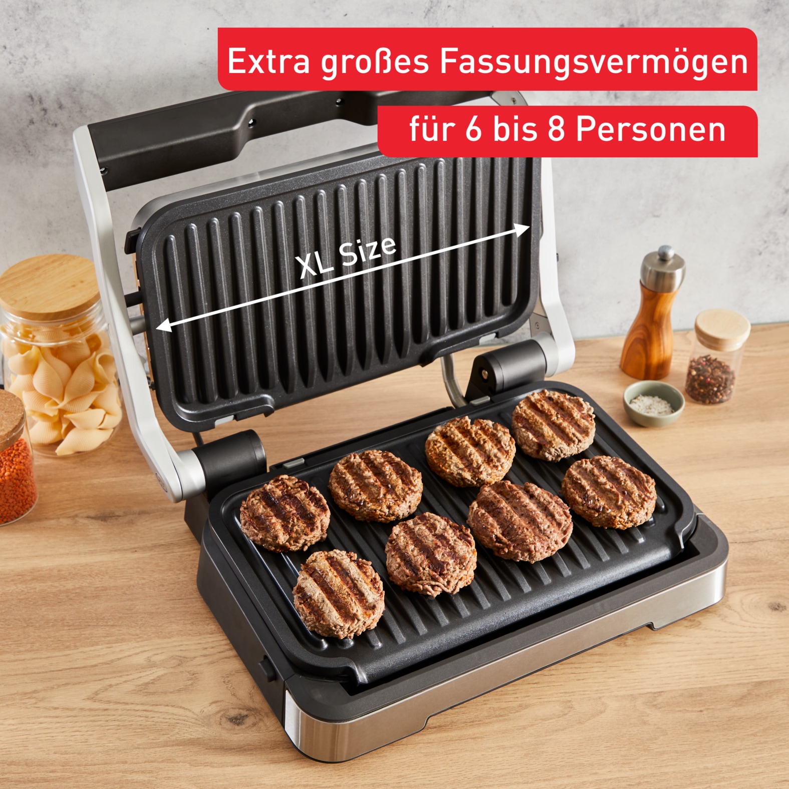 Tefal Kontaktgrill »OptiGrill 4in1 XL, Grill/Barbeque/Backofen/komplette Mahlzeit«, 2200 W, für bis zu 8 Personen, spülmaschinenfeste Platten und Schalen, GC784D