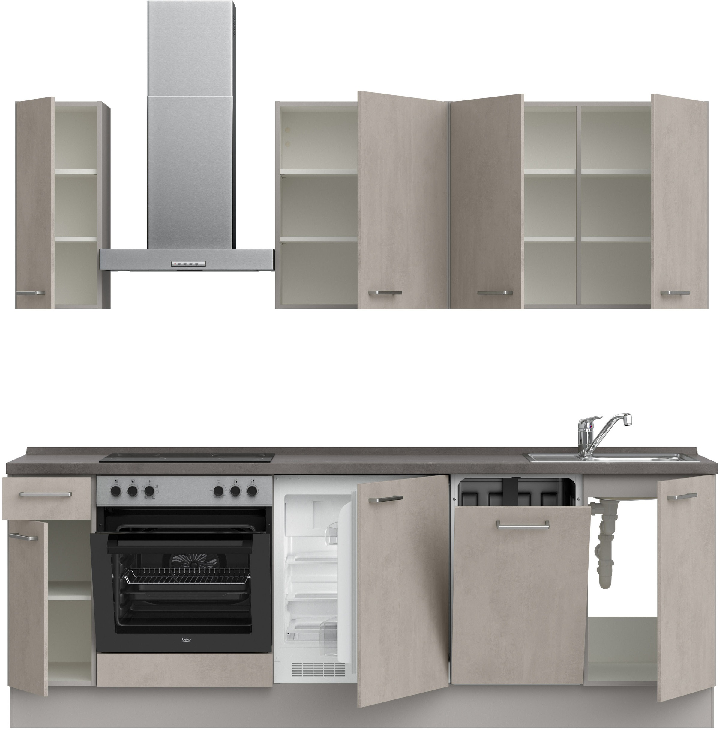 nobilia® 1100000002199 »"Riva I", NEU: individuell anpassbar mit gratis Profi-Beratung« vormontiert, Breite 240 cm, Ausrichtung wählbar, wahlw. mit E-Geräten