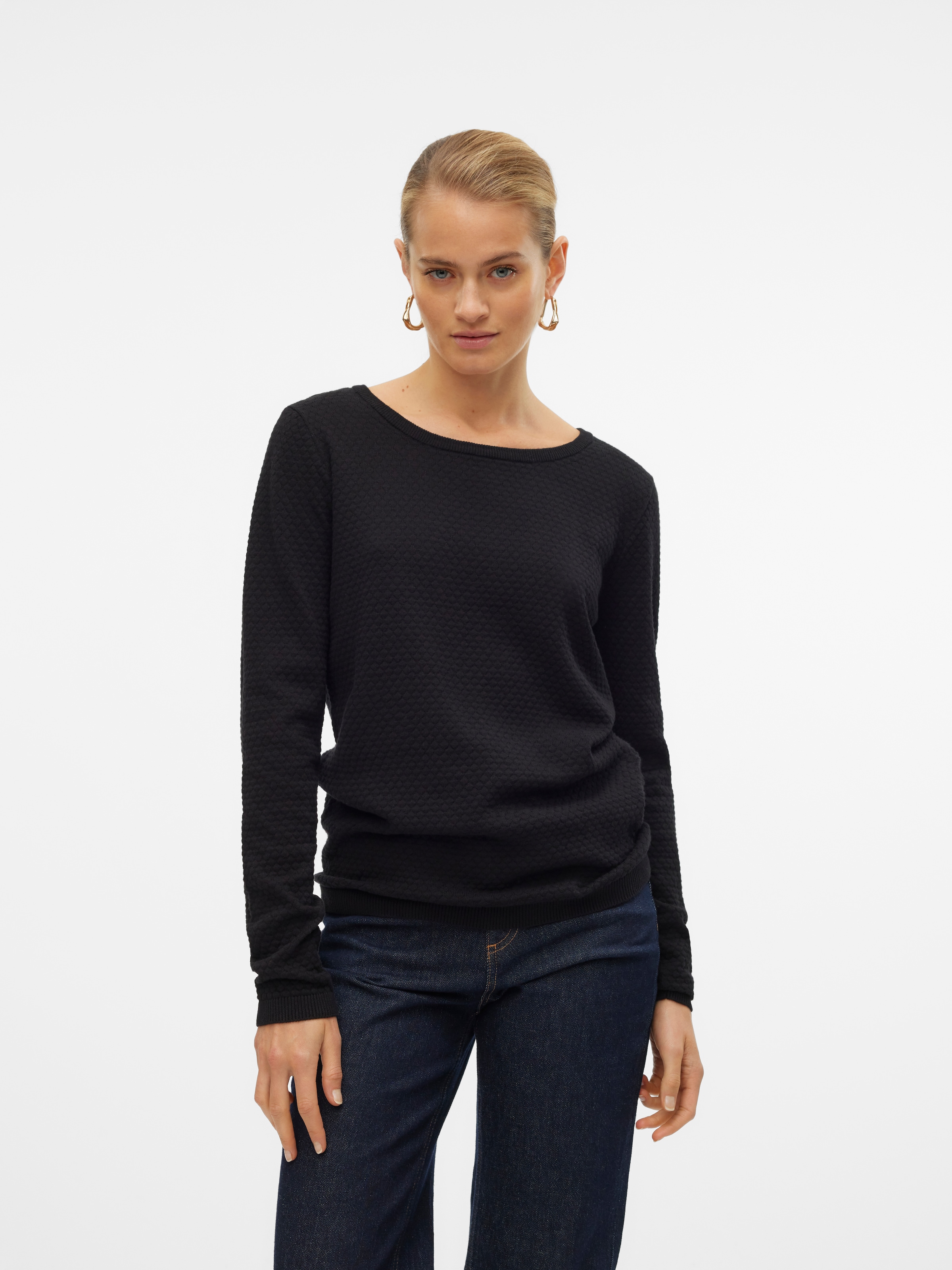 Vero Moda Rundhalspullover »VMCARE STRUCTURE LS O-NECK BLOUSE« aus Bio-Baumwolle