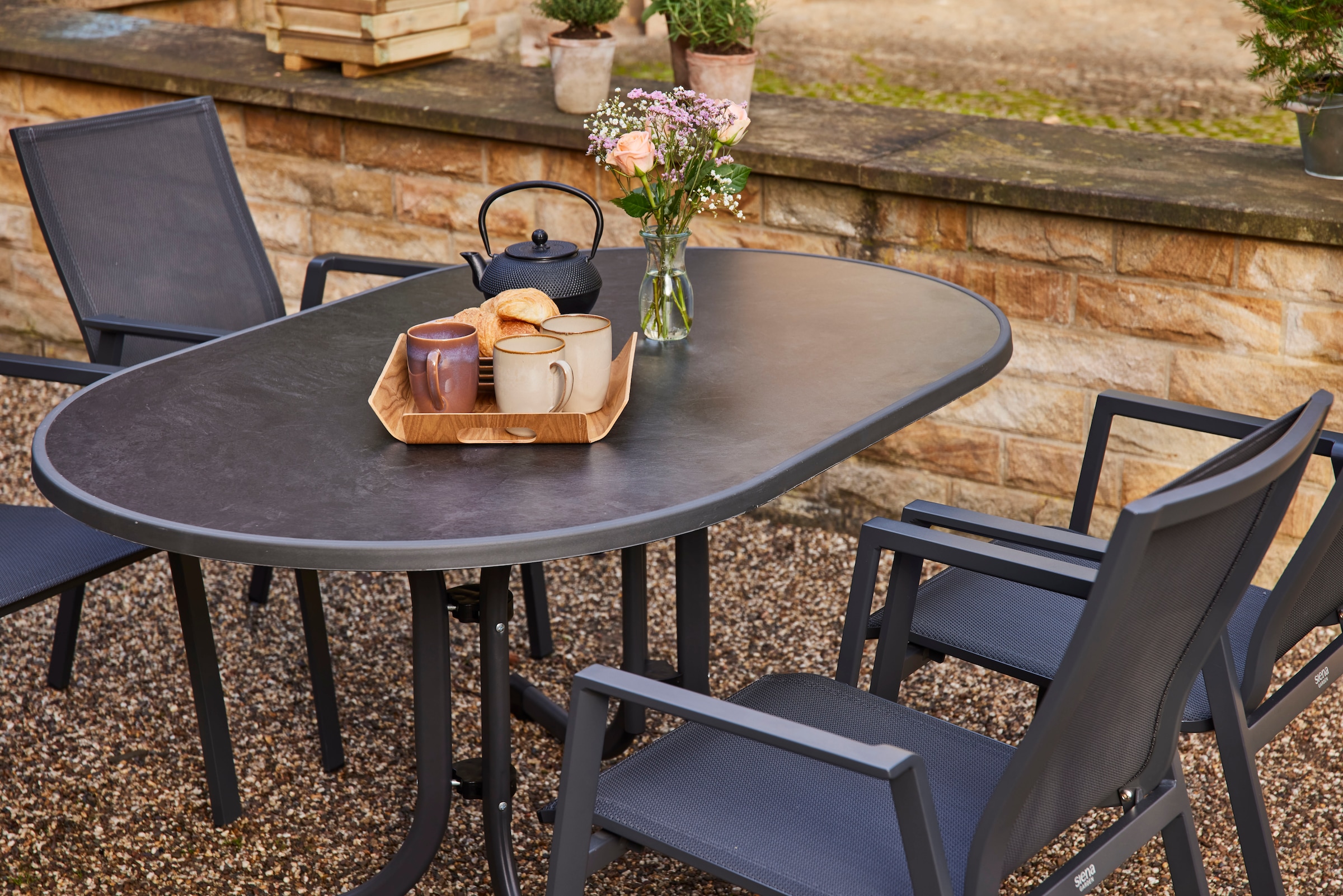 Siena Garden Gartensessel »RENO Stapelsessel« Gestell aus Aluminium, Ranotex® Bezug