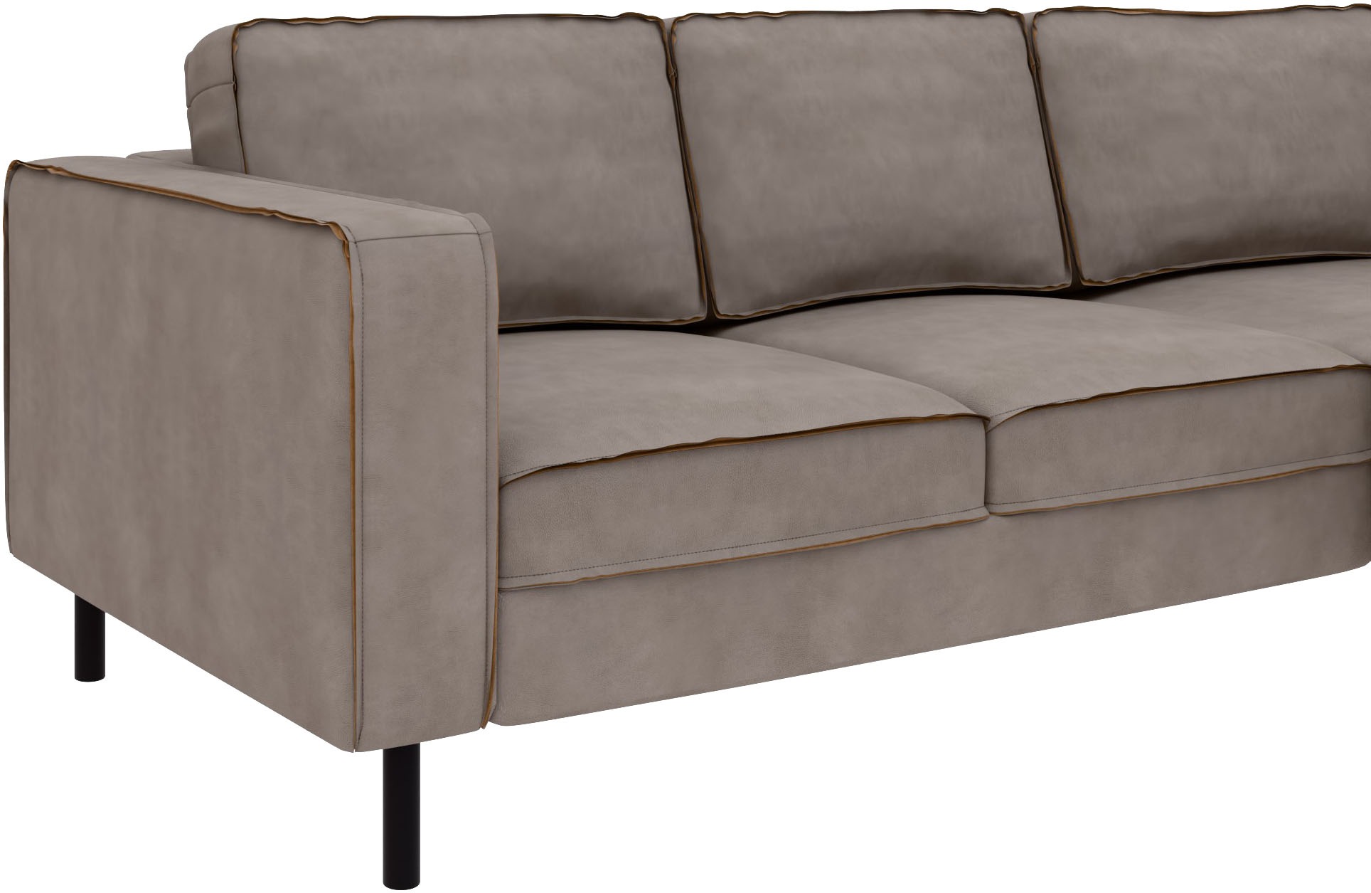 Places of Style Ecksofa »Watkins, wahlweise mit Schlaffunktion/Bettkasten, moderne offene Naht«, Recamiere beidseitig montierbar, L-Form, Breite 232 cm