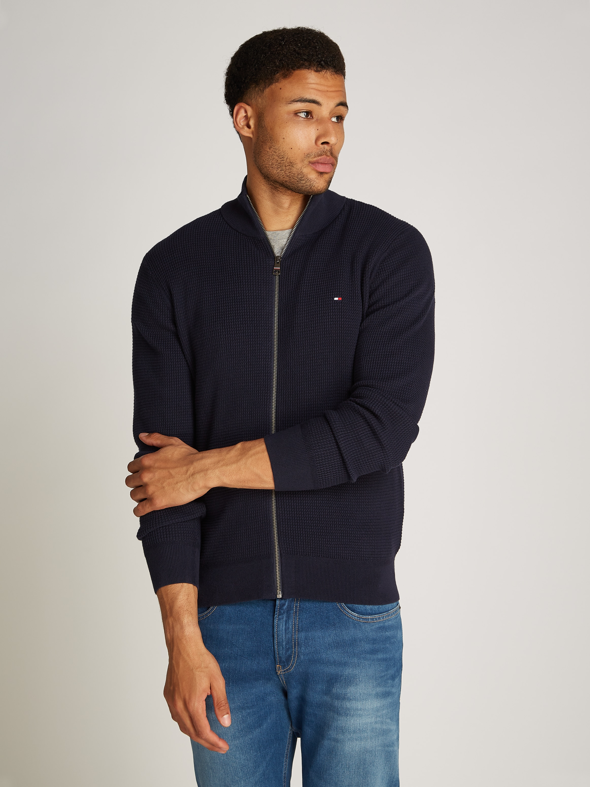 Tommy Hilfiger Cardigan »REFINED STRUCTURE ZIP THRU«, mit feiner Struktur