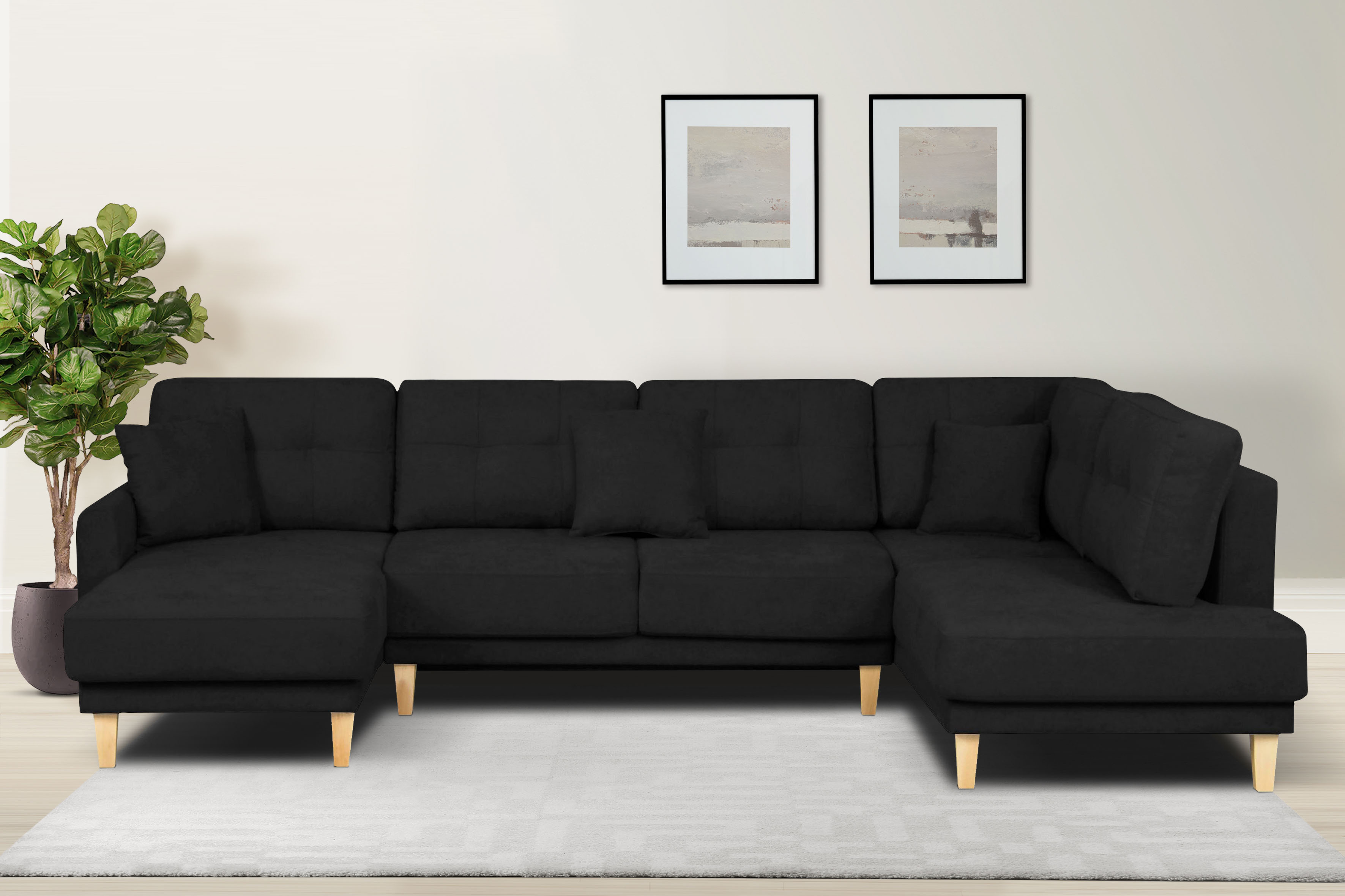OTTO home Wohnlandschaft "TRIPLO U-Form wahlweise mit Schlaffunktion, B/T/H: 310/192/90 cm" Schlafsofa, auch mit Bettkasten, Steppung im Rückenkissen