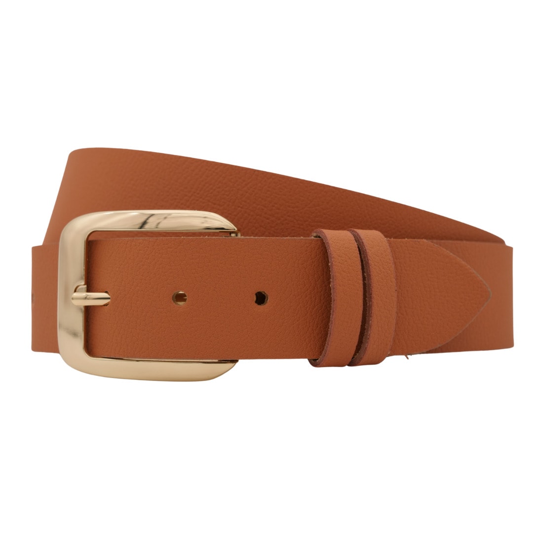 Ledergürtel ANNAMATONI "AnnaMatoni Ledergürtel Fina Ledergürtel Fina", Damen, Gr. TW100 - 115cm Gesamtlänge, braun (cognac 640), 100% Leder, Gürtel Ledergürtel