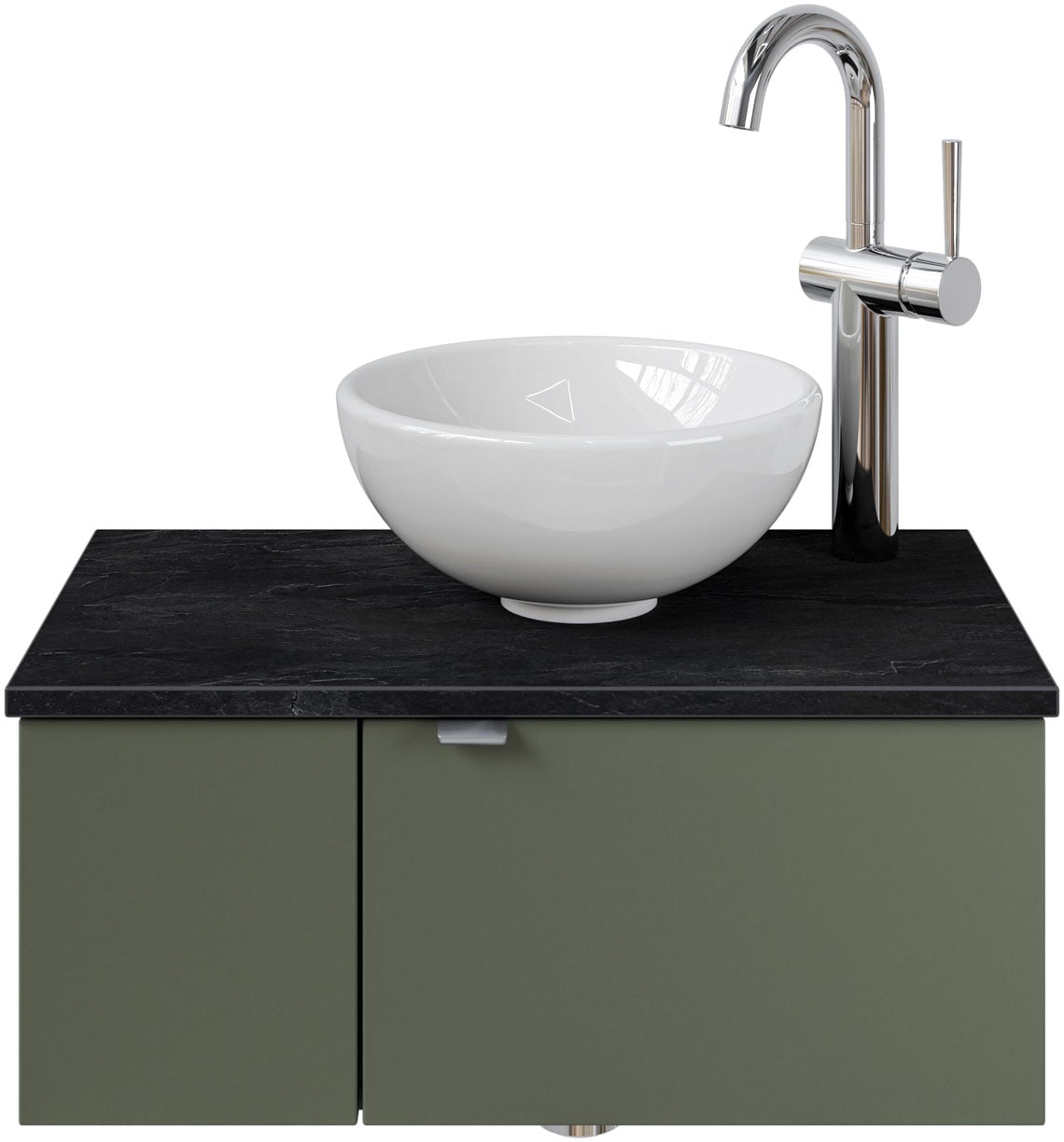 Saphir Waschtisch »Serie 6915 Waschschale mit Unterschrank für Gästebad, Gäste WC«, 61 cm mit Keramik-Aufsatzbecken, 2 Türen und 1 Fach