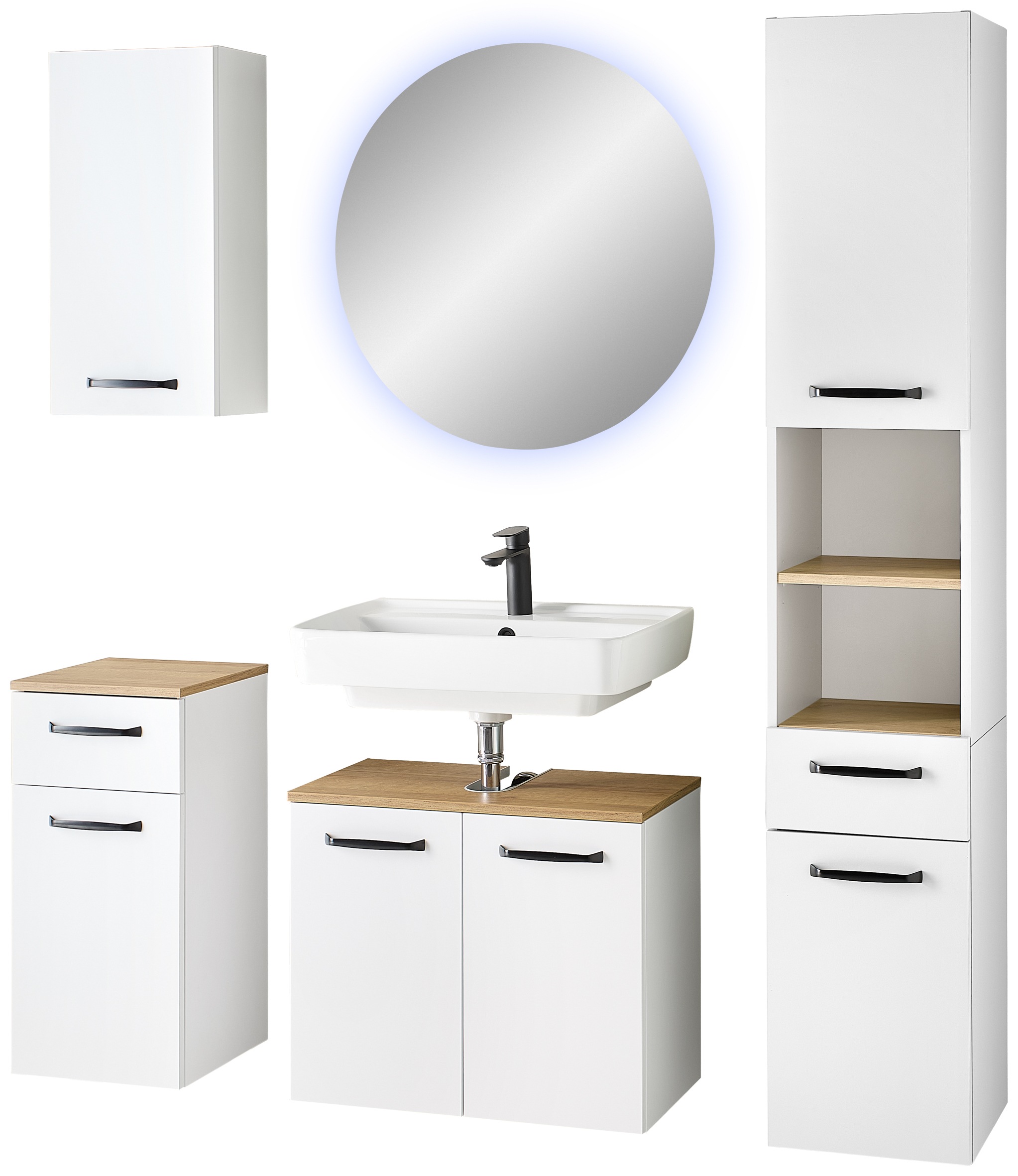 Saphir Badmöbel-Set »Quickset 500, Waschbeckenunterschrank mit Spiegel« 5 Stk. tlg.