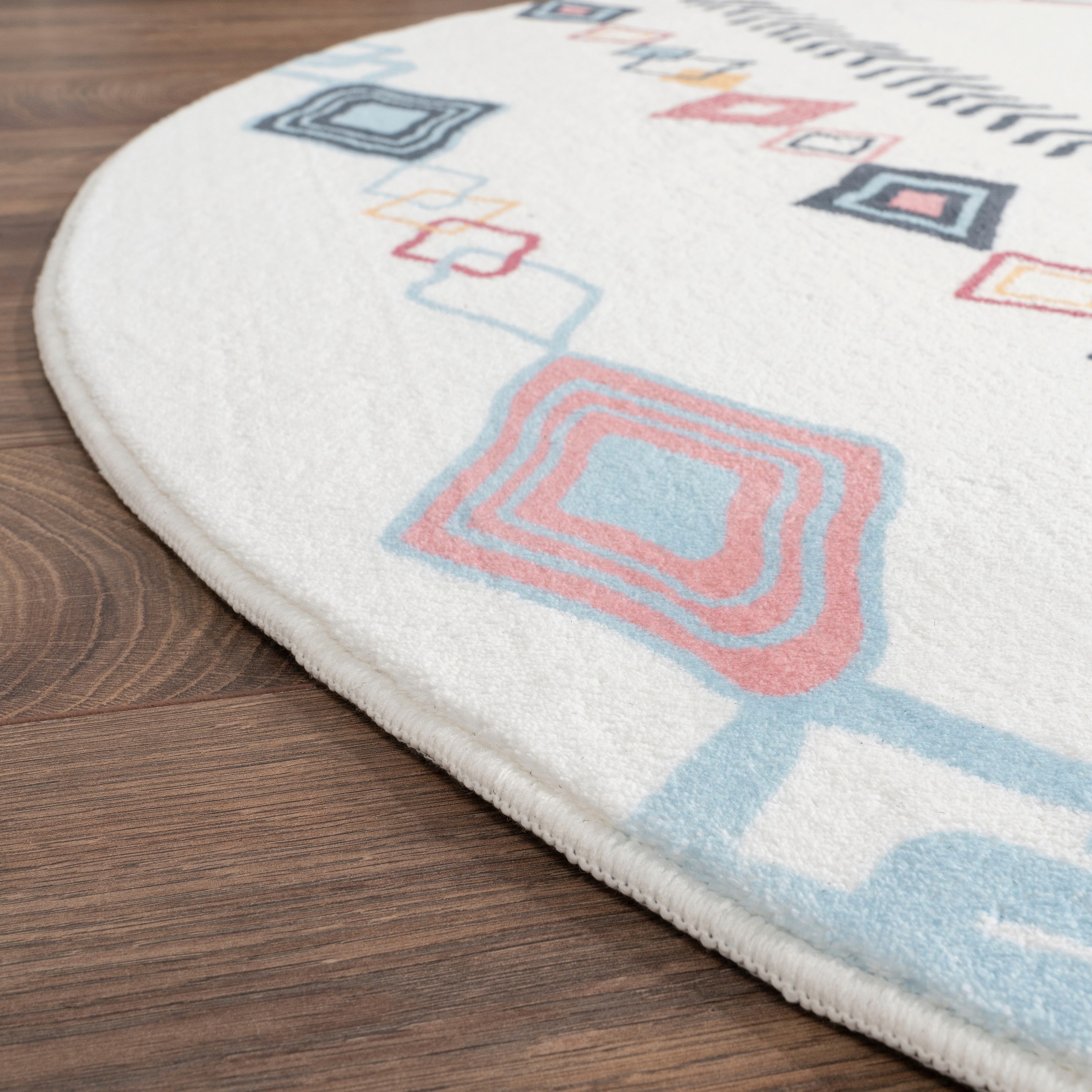 Paco Home Teppich »Luton 662«, rund, 12 mm Höhe, Kurzflor, Rauten Muster, Boho Design, Wohnzimmer, Esszimmer
