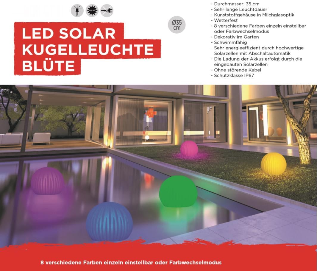 BONETTI LED Gartenleuchte »Kugelleuchte BLÜTE«, Blütenoptik, Ø 35 cm | BAUR