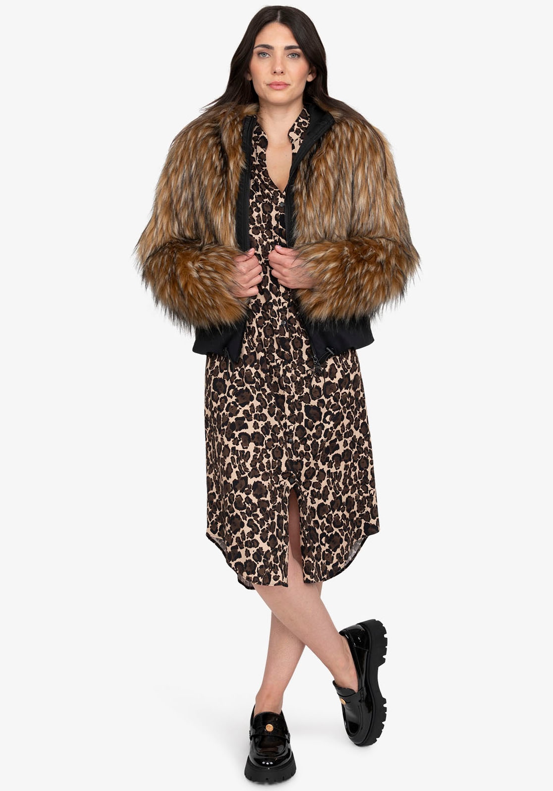 Sportalm Kitzbühel Fellimitatjacke mit Kapuze Regular fit mit Rundhalsausschnitt