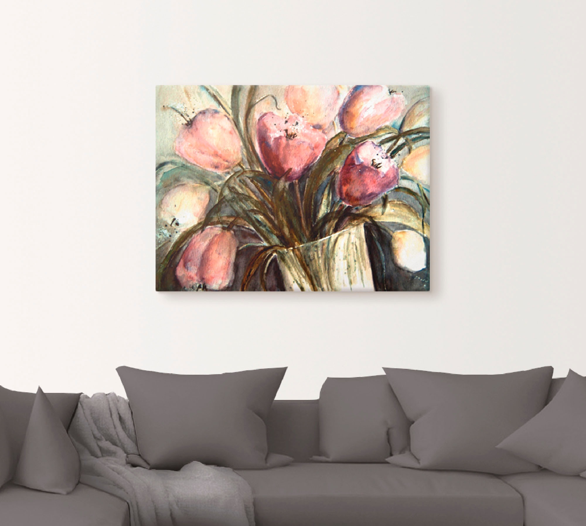 Artland Wandbild »Lila Tulpen in Vase«, Blumen, (1 St.), als Leinwandbild, Poster, Wandaufkleber in verschied. Größen