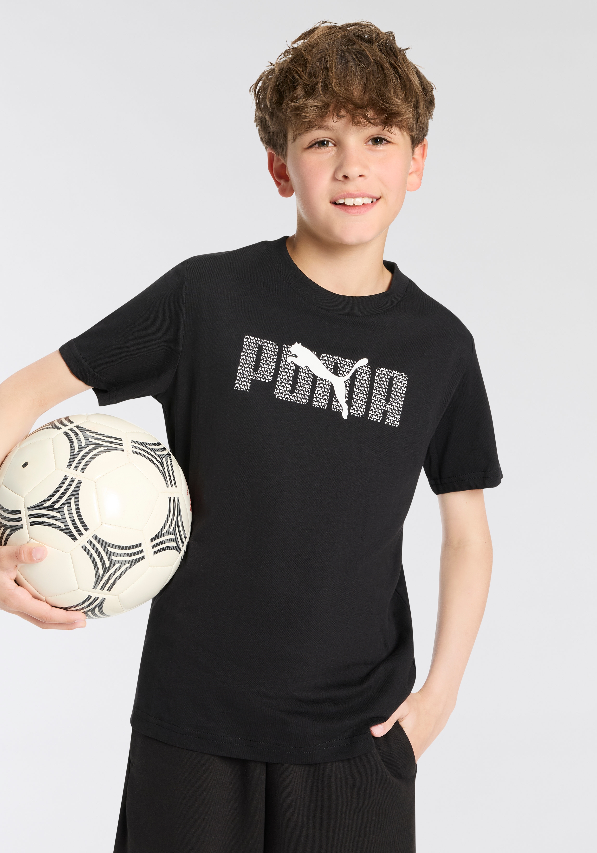 PUMA T-Shirt "ESS LOGO LAB TEE B" für Jugendliche, Kurzarm, Regular Fit, Rundhals-Ausschnitt