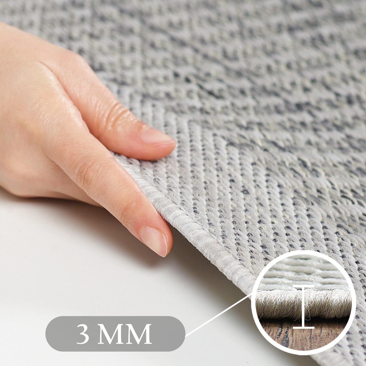 Outdoorteppich AYYILDIZ TEPPICHE "GIZA 1410", grau, H:3mm Ø:200cm, Polypropylen, Teppiche, Outdoorteppich, In- und Outdoor, Wetterfest, Wasserabweisend, robust 3