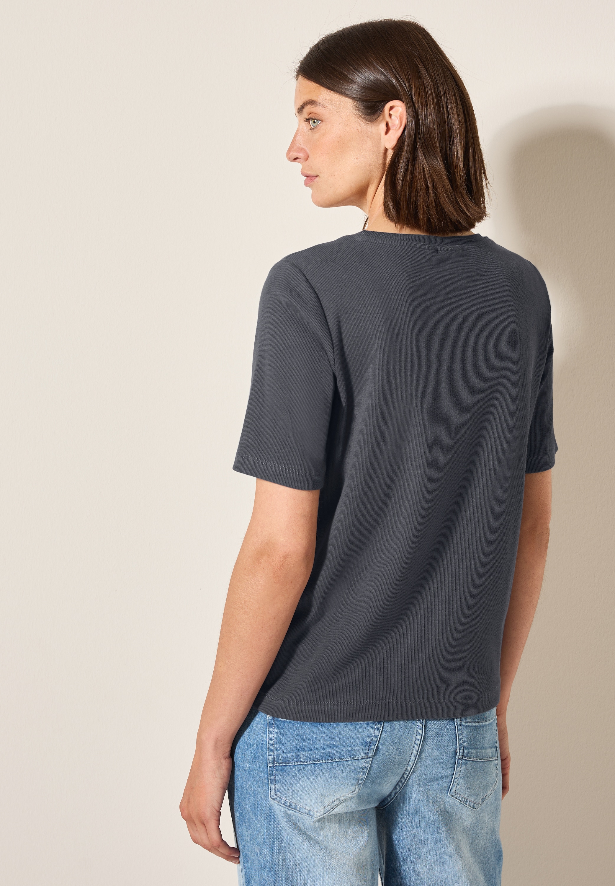 Cecil T-Shirt, mit feiner Ripp Struktur