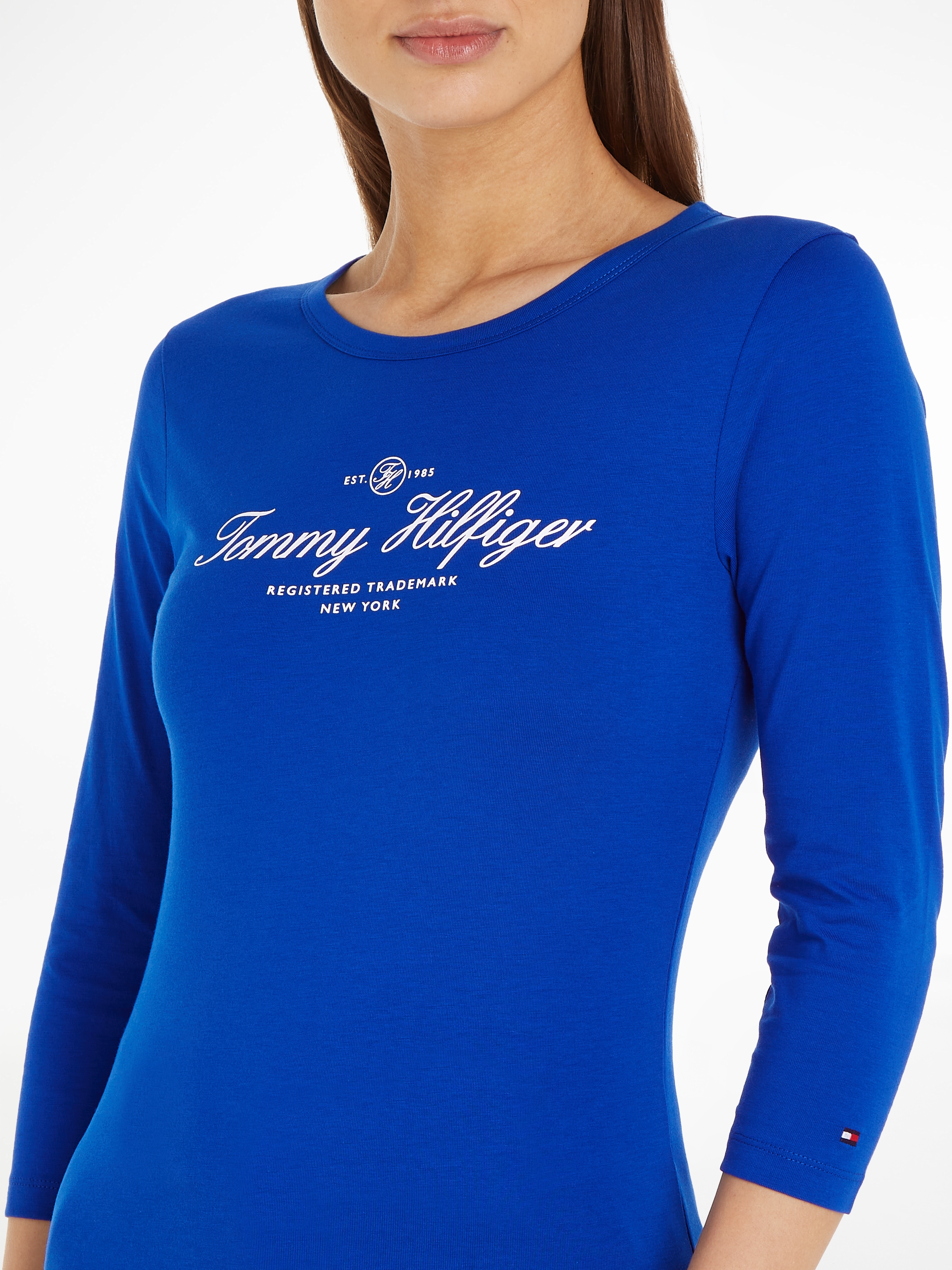 Tommy BAUR bestellen SIGNATURE Langarmshirt Signature Tommy Logo-Schriftzug 3/4SLV«, Hilfiger NK »SLIM Hilfiger mit OPEN online |