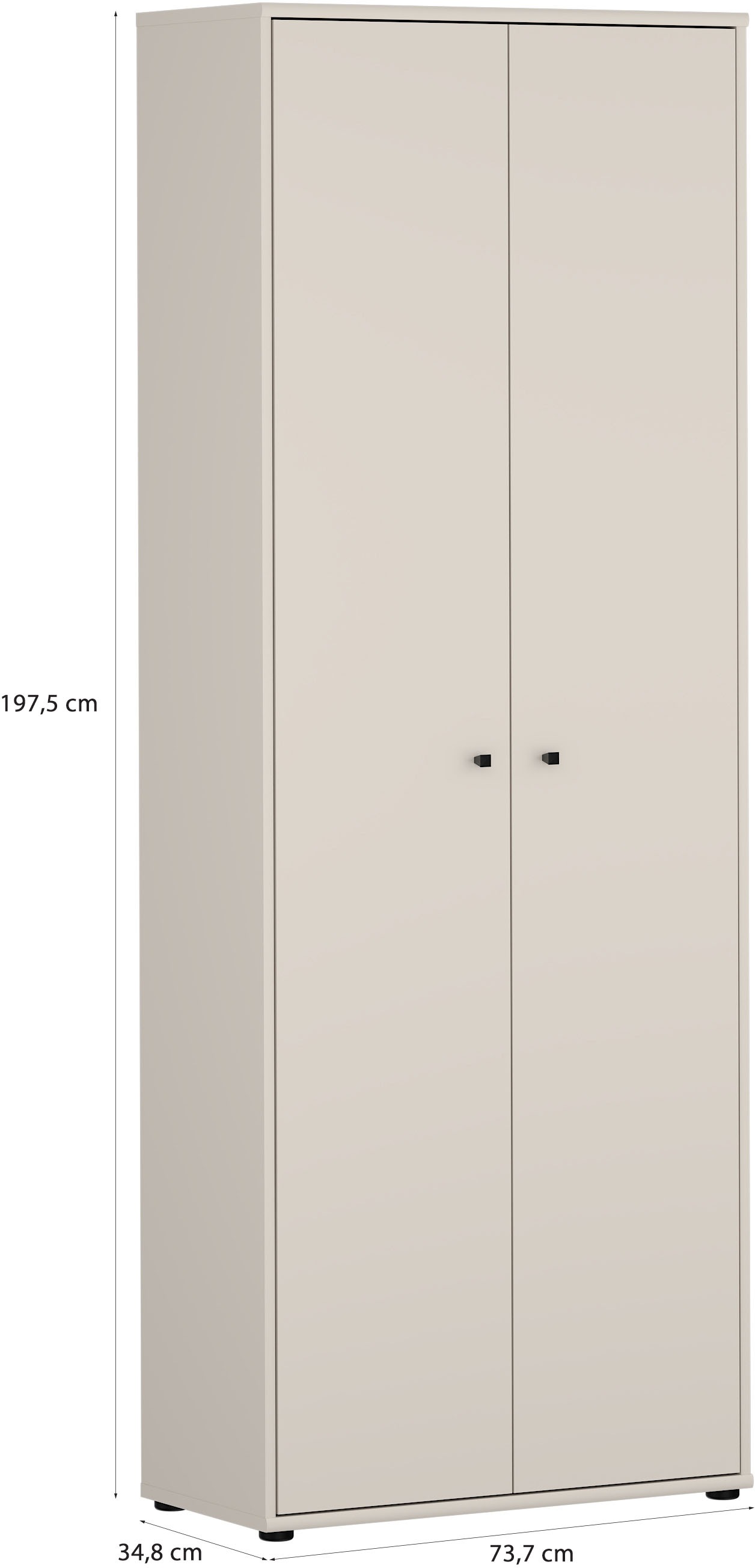 FORTE Schuhschrank »Tempra, Mehrzweckschrank, 2 Türen, Einlegeböden, Höhe 197,5 cm« B/H/T 73,7/197,5/34,8 cm