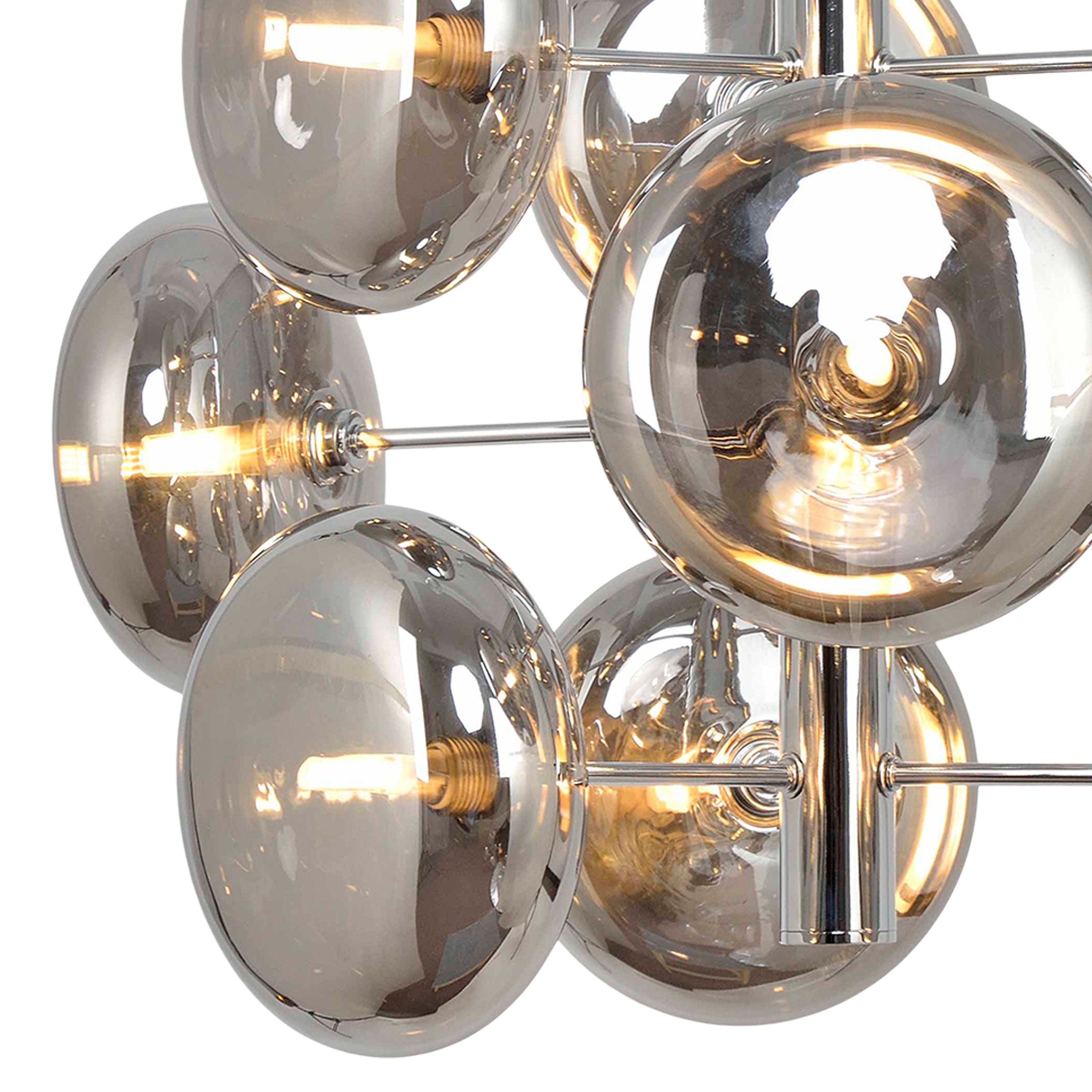 näve Pendelleuchte »Orion«, 9 flammig, Leuchtmittel G9 | ohne Leuchtmittel, Gestell chrom, 9 flache Rundgläser in chrom-smoky, exkl. G9, H: 55cm