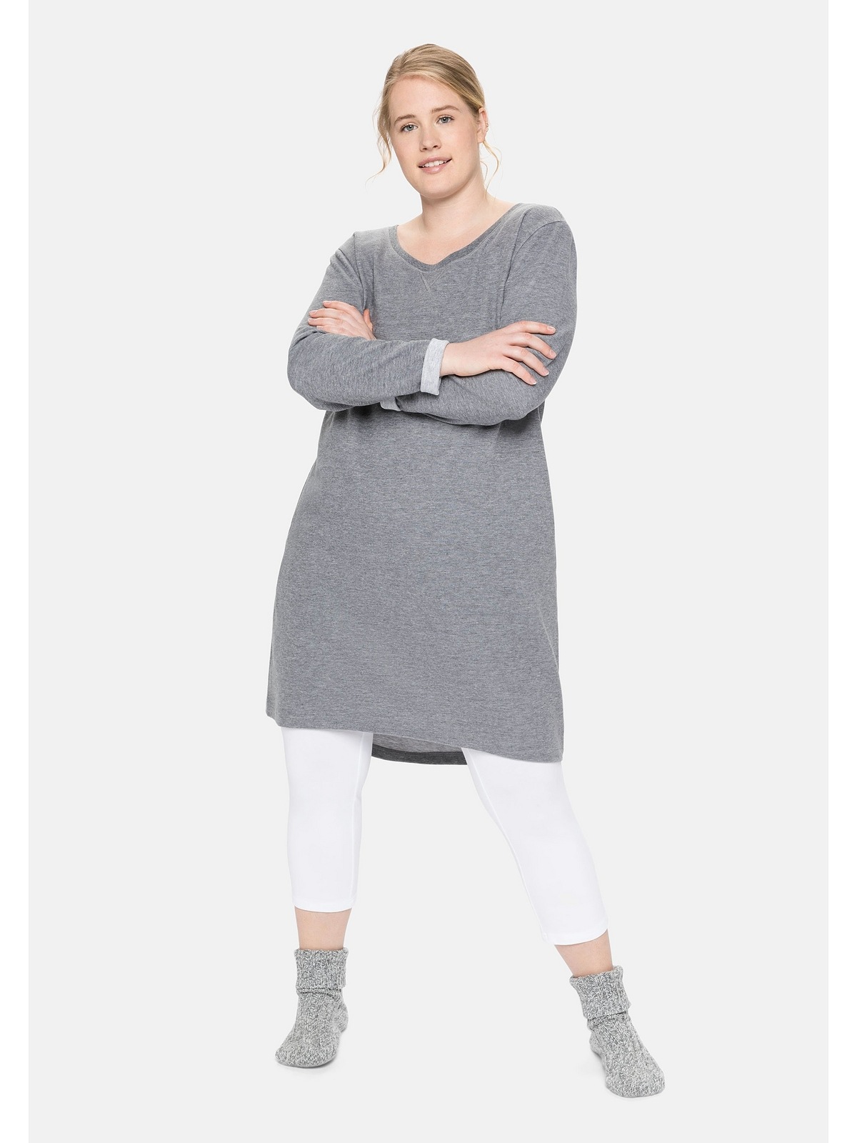 Sheego Sweatkleid "Große Größen", mit Kontrast-Innenseite