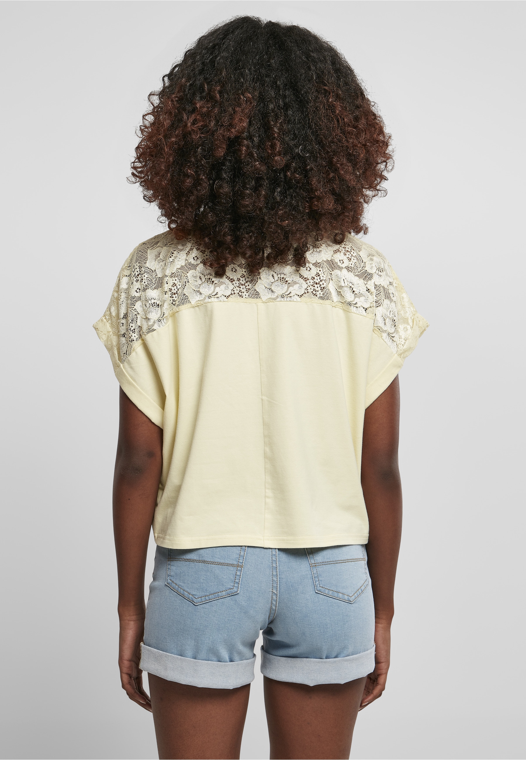URBAN CLASSICS Kurzarmshirt »Urban Classics Damen Ladies Short Oversized Lace Tee« 1 Stk.