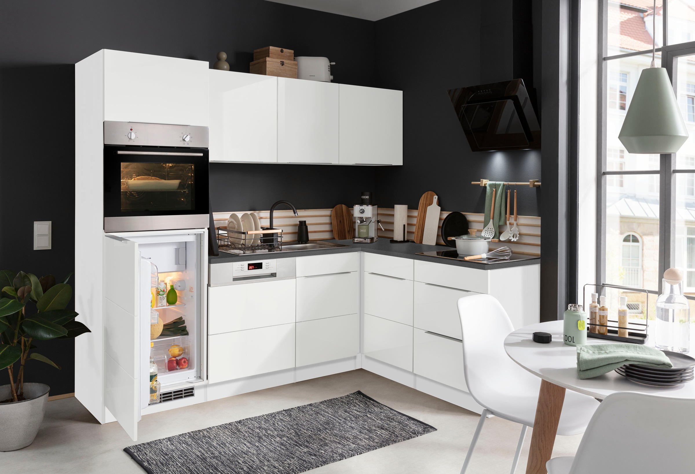 KOCHSTATION Winkelküche »KS-Brindisi Stellbreite 230/170 cm«, wahlweise mit E-Geräten und Induktion, mit MDF-Fronten