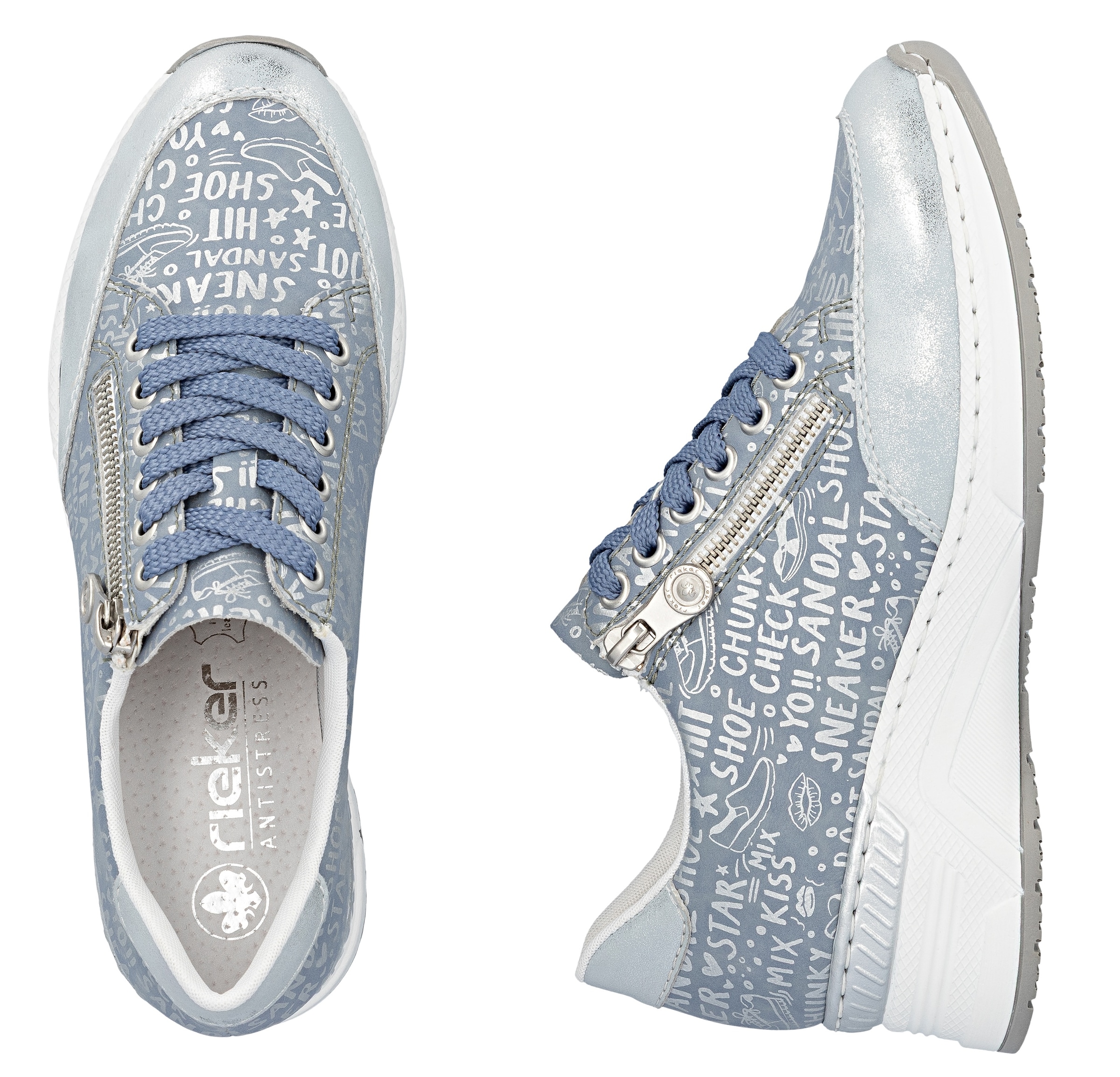 Rieker Sneaker  mit Lettern bedruckt, Freizeitschuh, Halbschuh, Schnürschuh